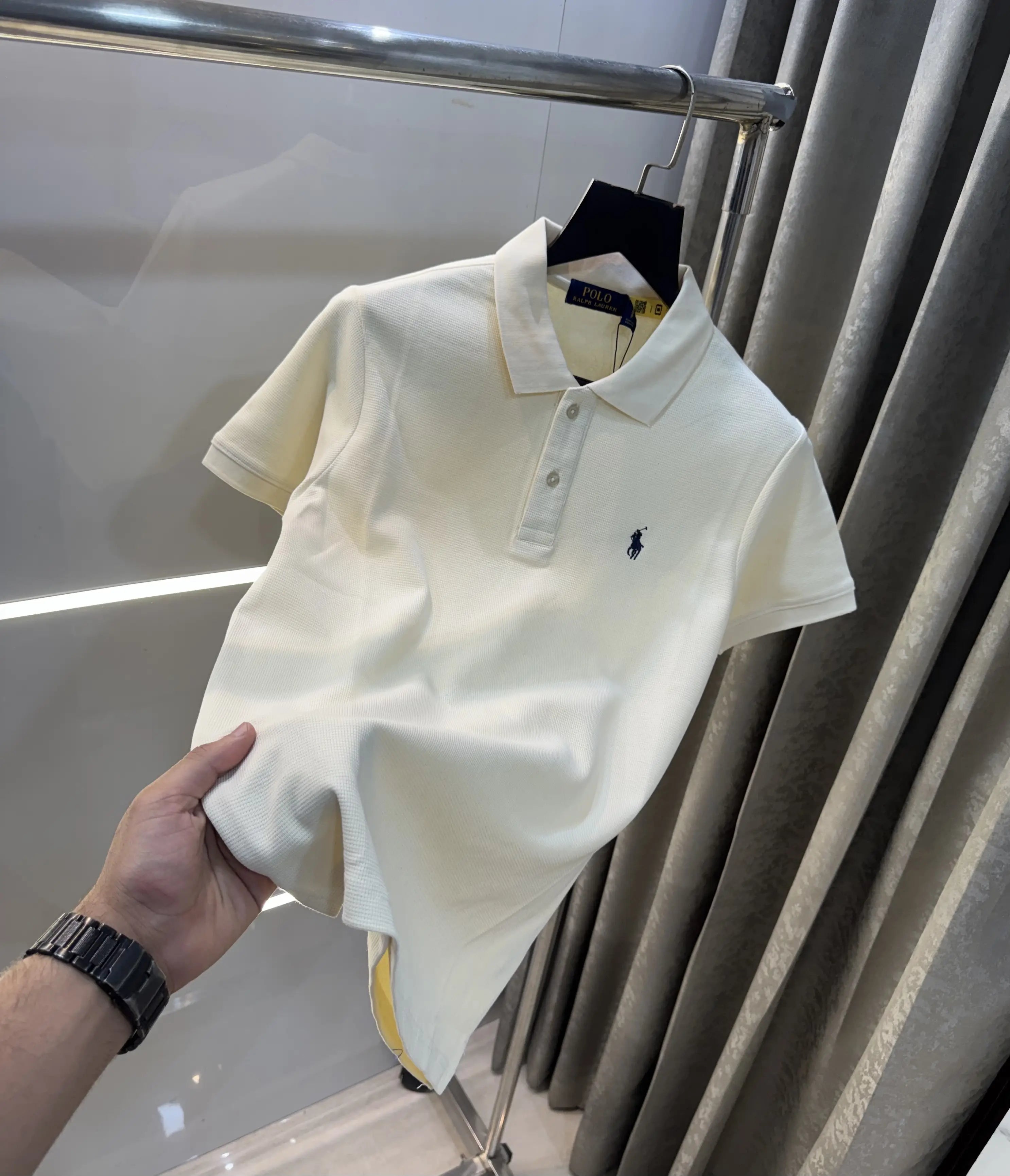 Ralph Lauren Cream Embroidery Logo Knitted Polo T-shirt Secondary image