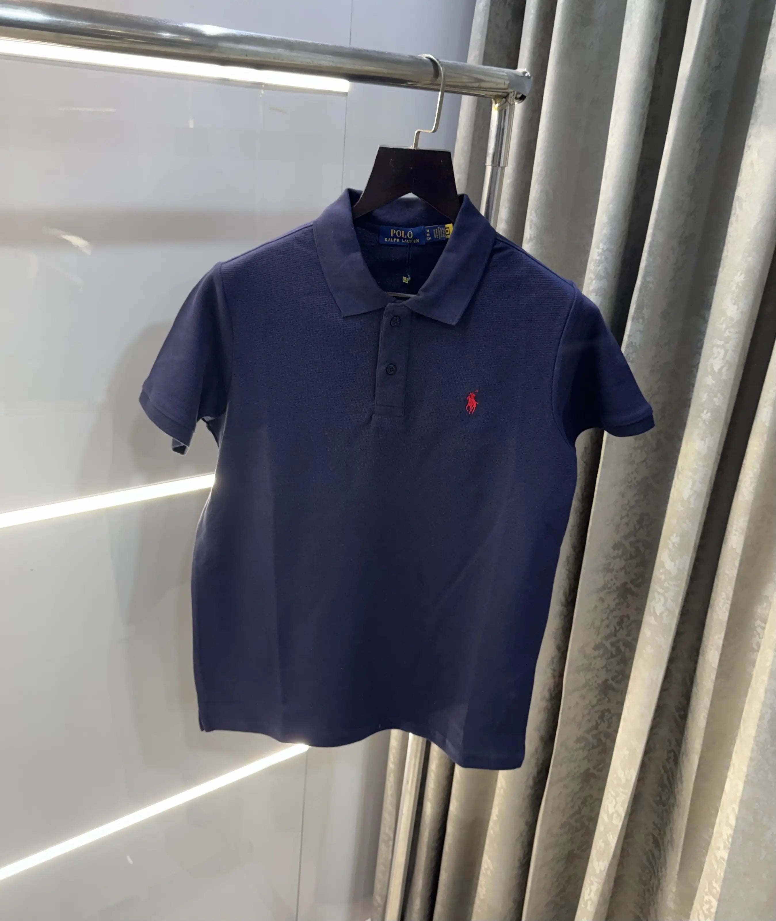 Ralph Lauren Navy Blue Embroidery Logo Knitted Polo T-shirt
