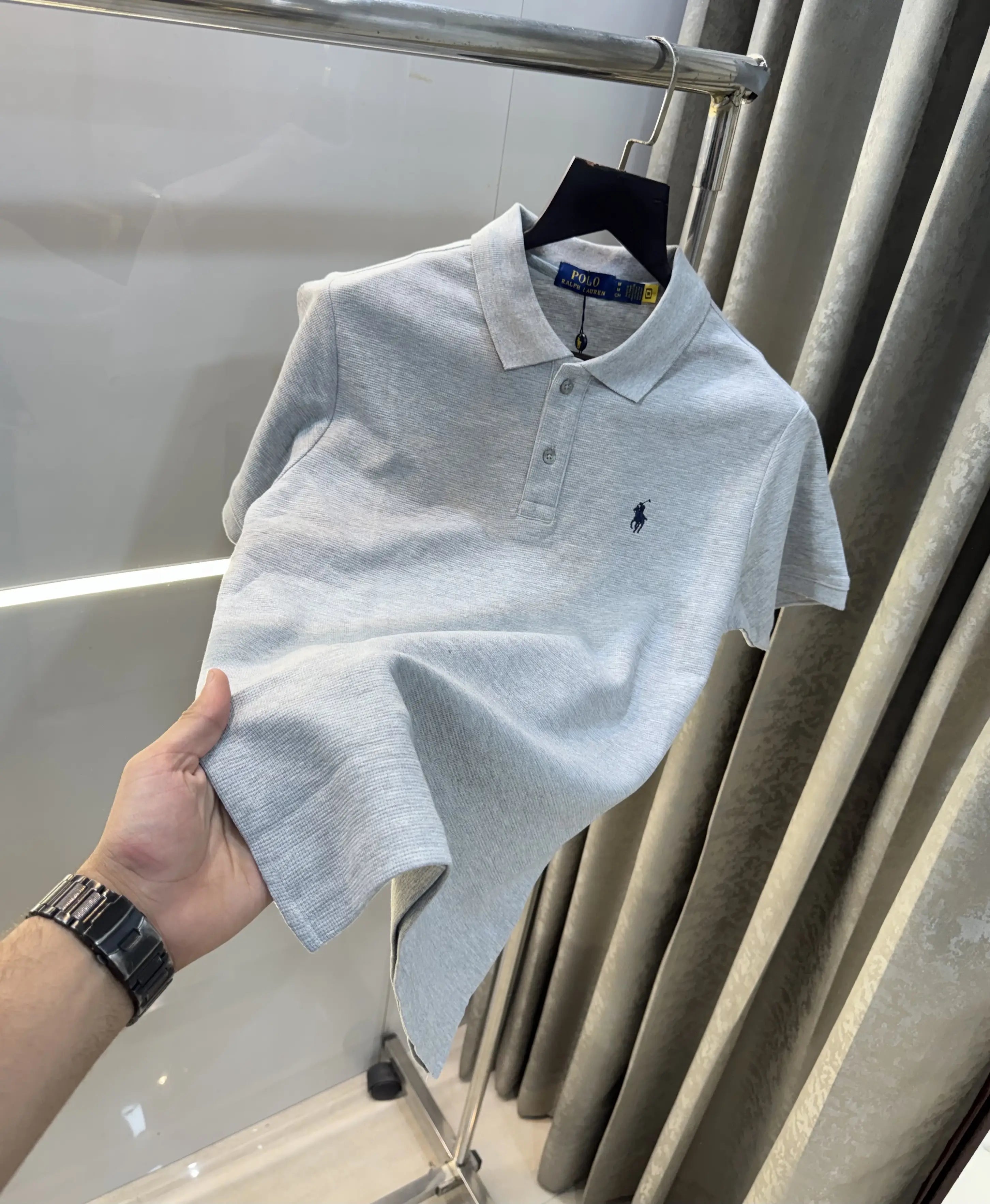 Ralph Lauren Grey Embroidery Logo Knitted Polo T-shirt Secondary image