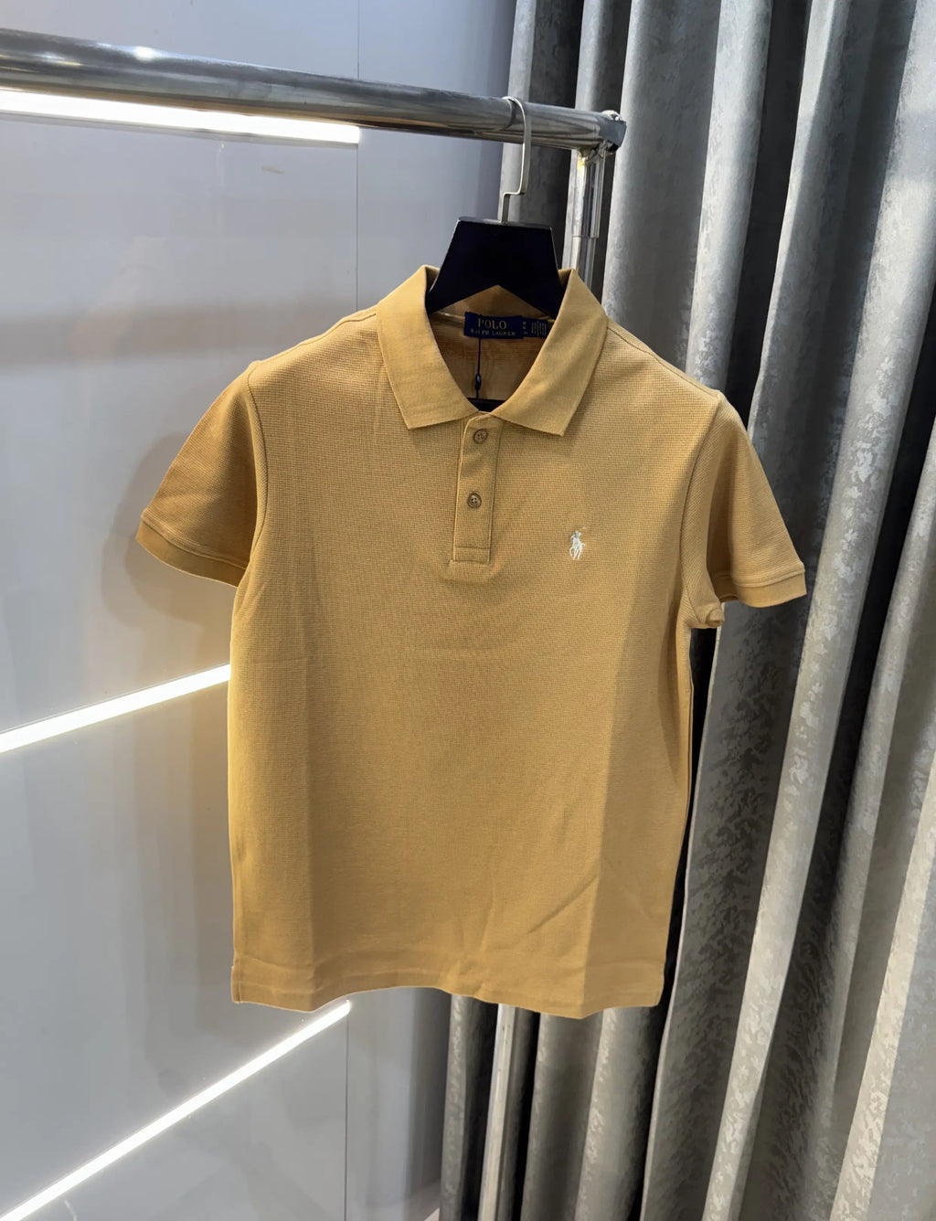 Ralph Lauren Beige Embroidery Logo Knitted Polo T-shirt