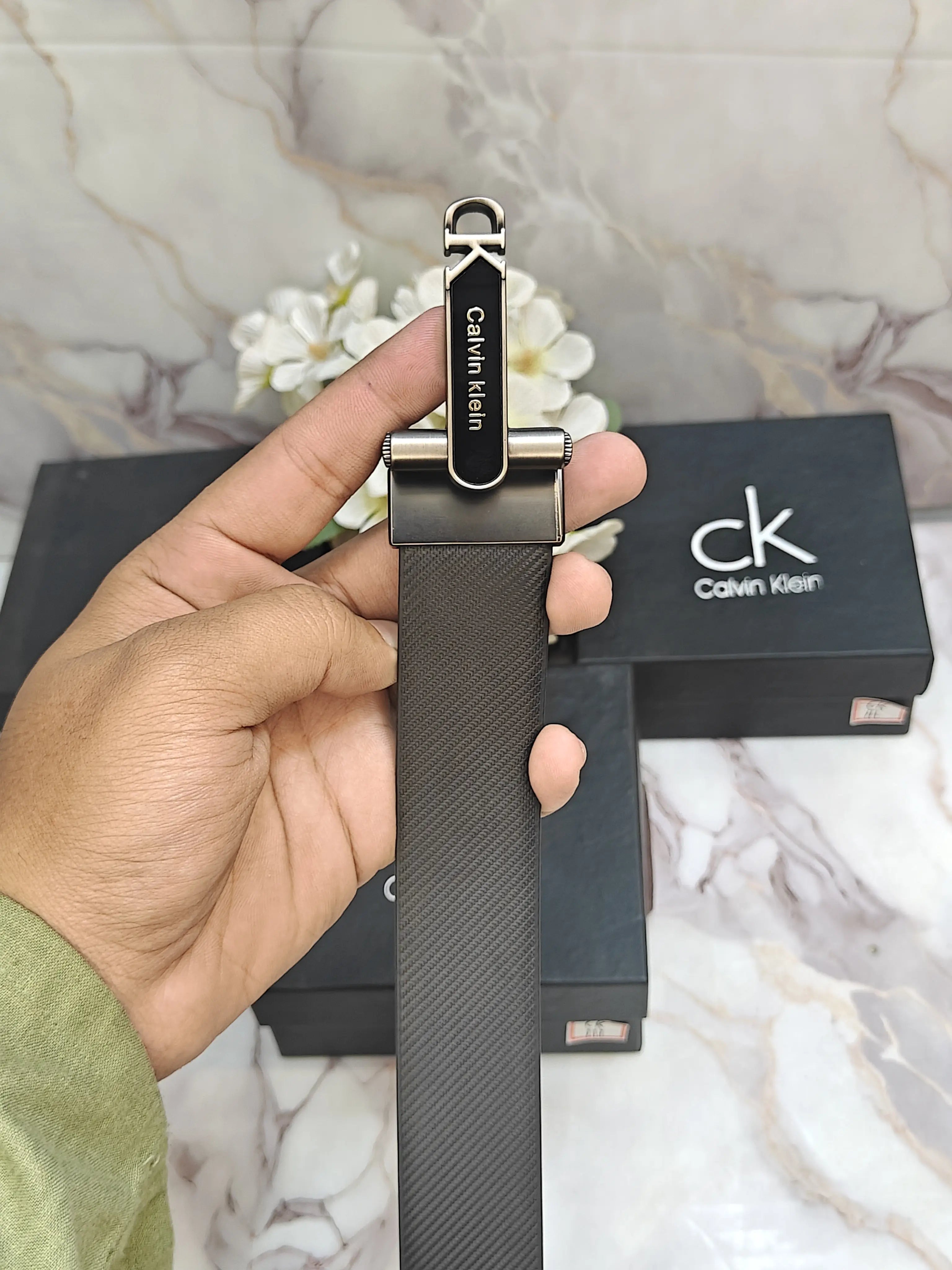 CK CALVIN KLEIN PREMIUM REVERSIBLE BELT WITH OG BOX CK-111