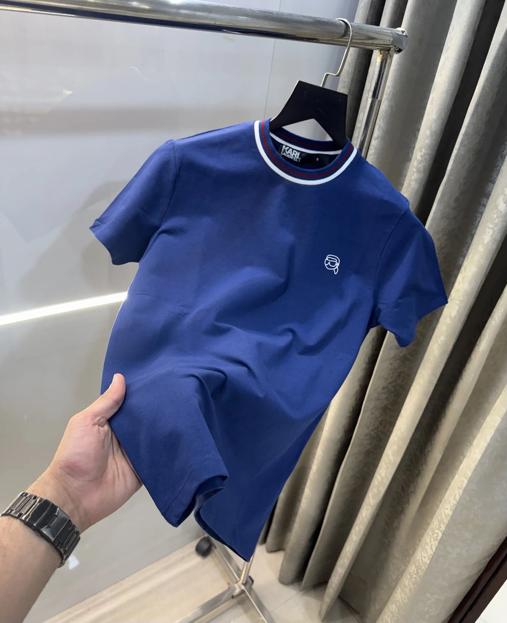 Karl Lagerfeld Petrol Blue Logo Work Premium T-Shirt