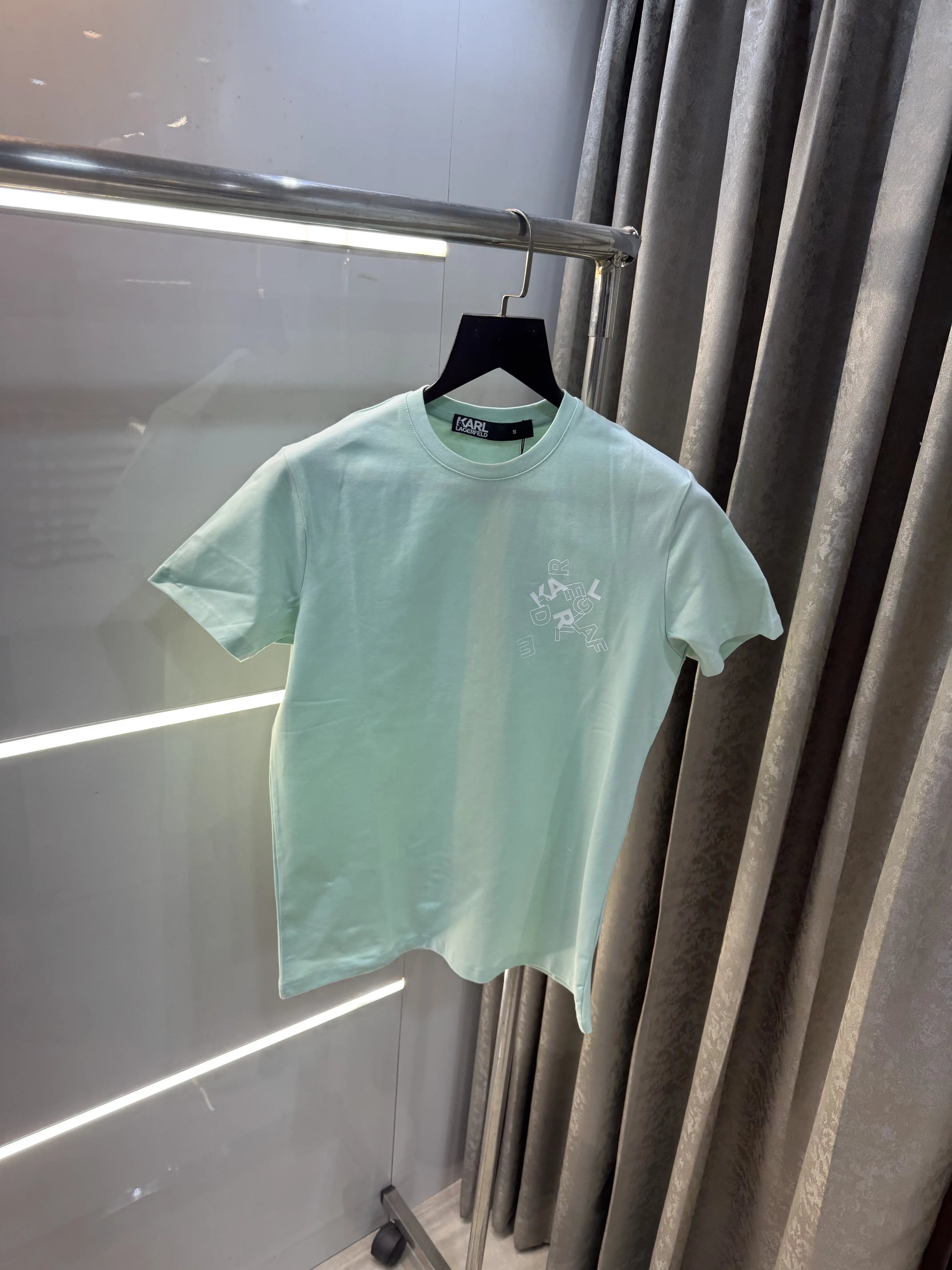 Karl Lagerfeld Aqua Green Logo Work Premium T-Shirt Main image