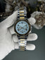 Gues s Equity Dual Tone Tiffany Blue Premium Chronograph Watch