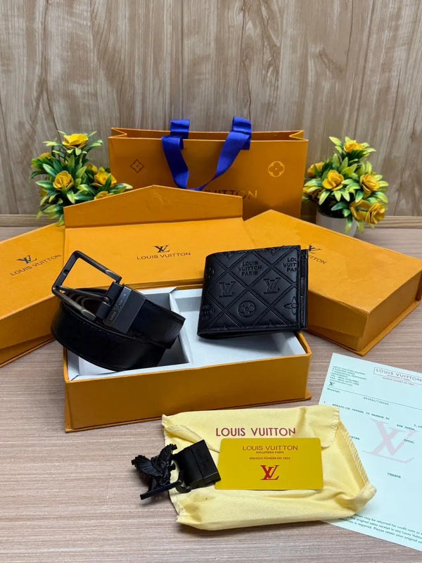 LOUIS_VUITTON_2 Buckle Belt & wallet Combo C448