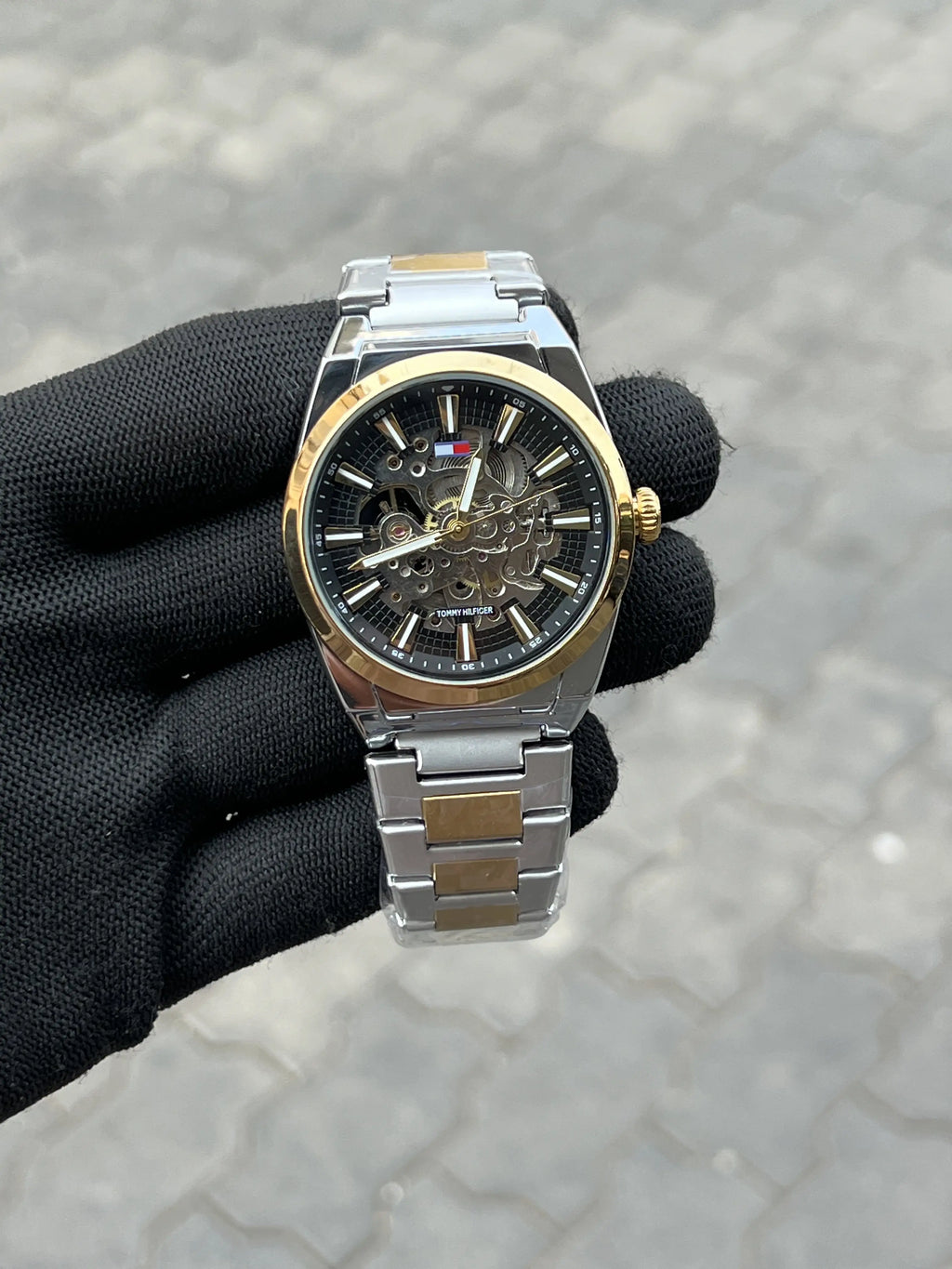 Tomm_y Hilfiger Chain Automatic Two Tone Black