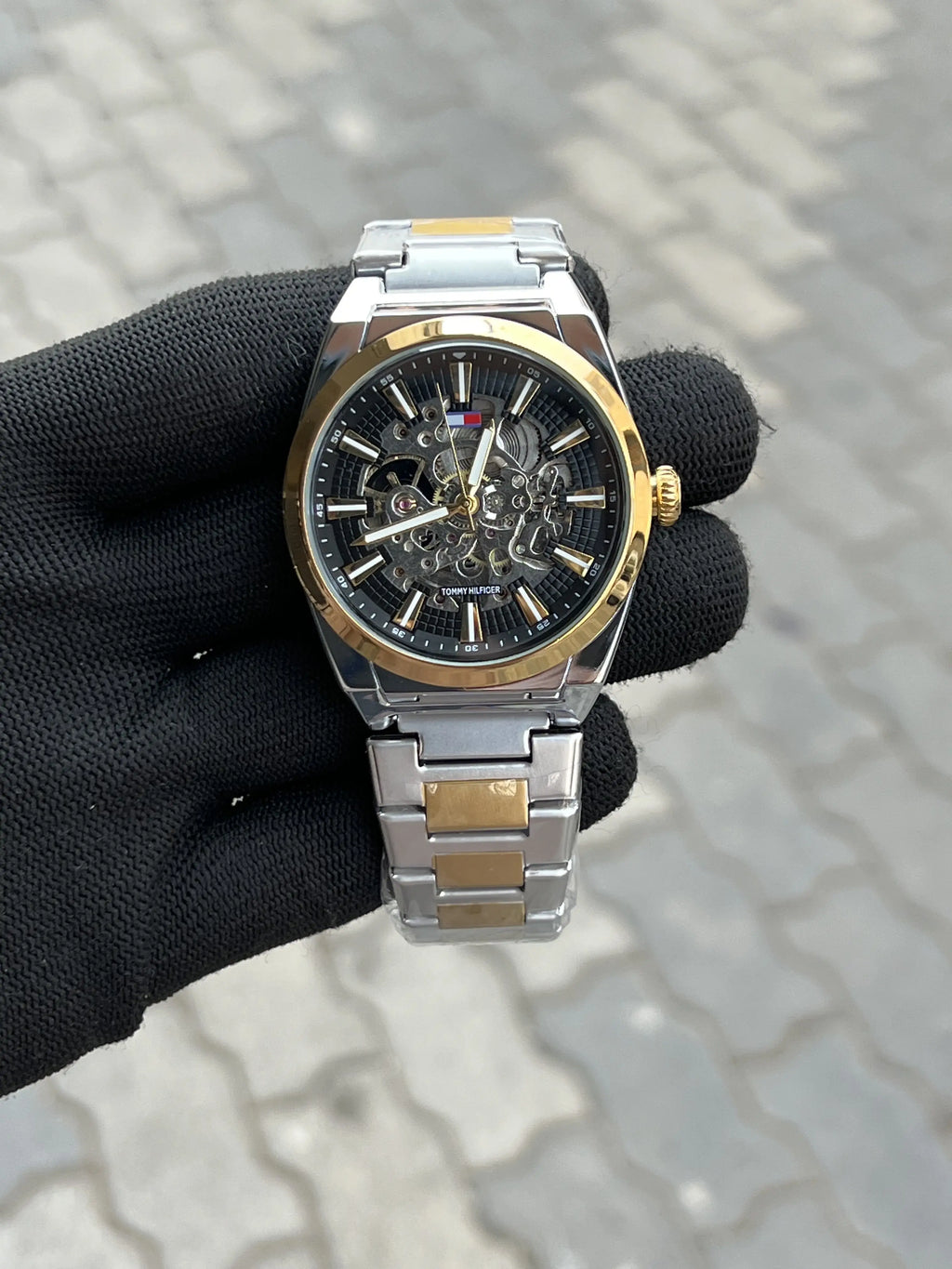 Tomm_y Hilfiger Chain Automatic Two Tone Black