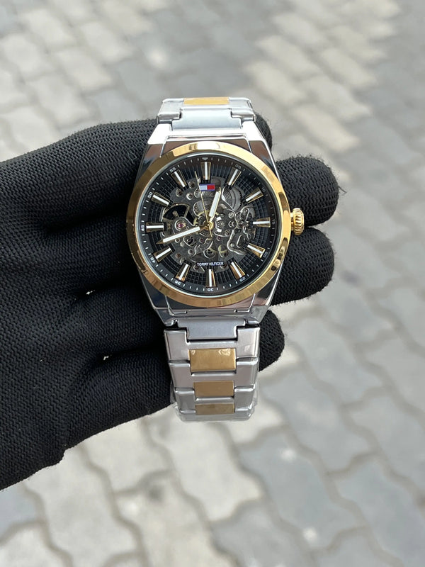 Tomm_y Hilfiger Chain Automatic Two Tone Black
