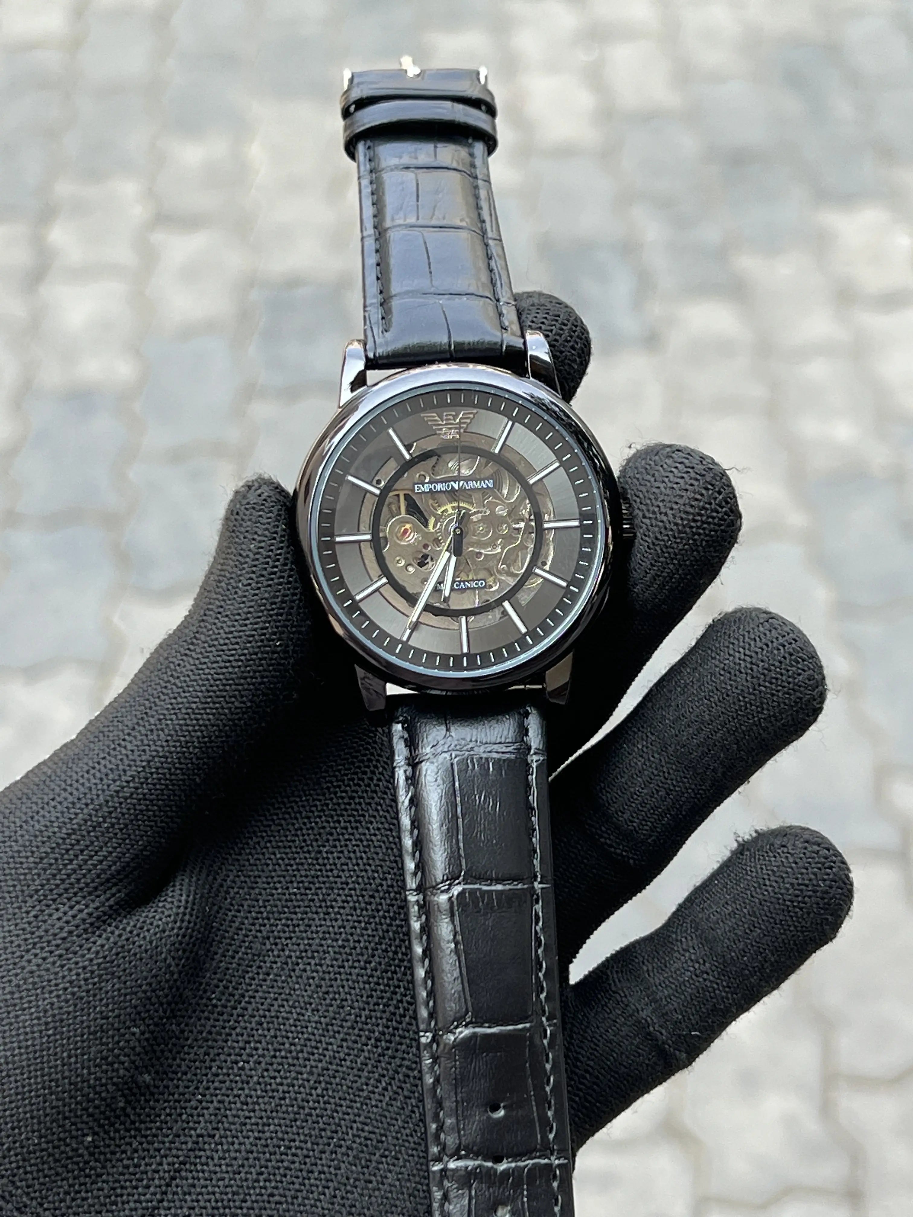 Armani Leather Automatic Black