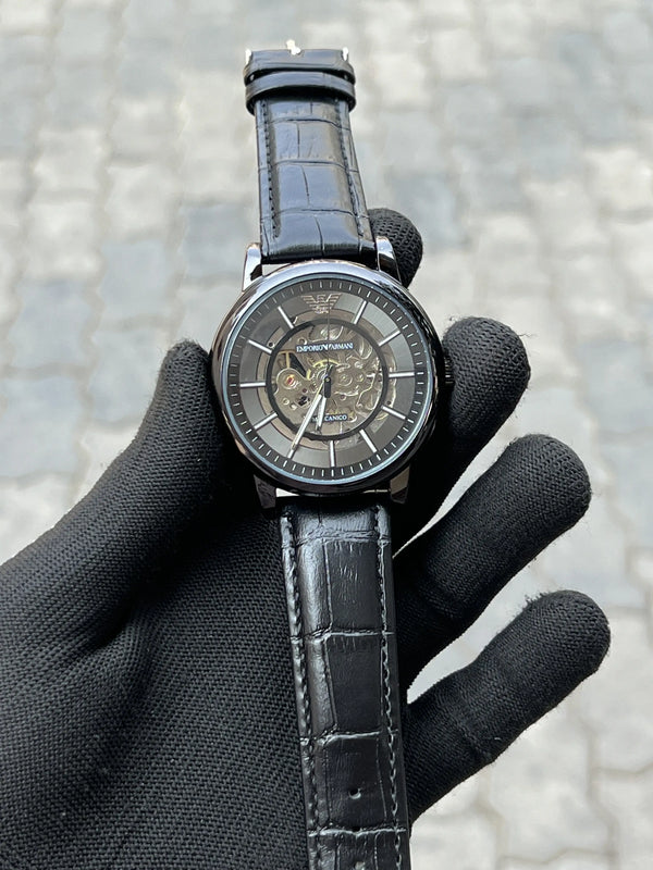 Armani Leather Automatic Black