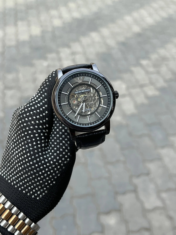 Armani Leather Automatic Black