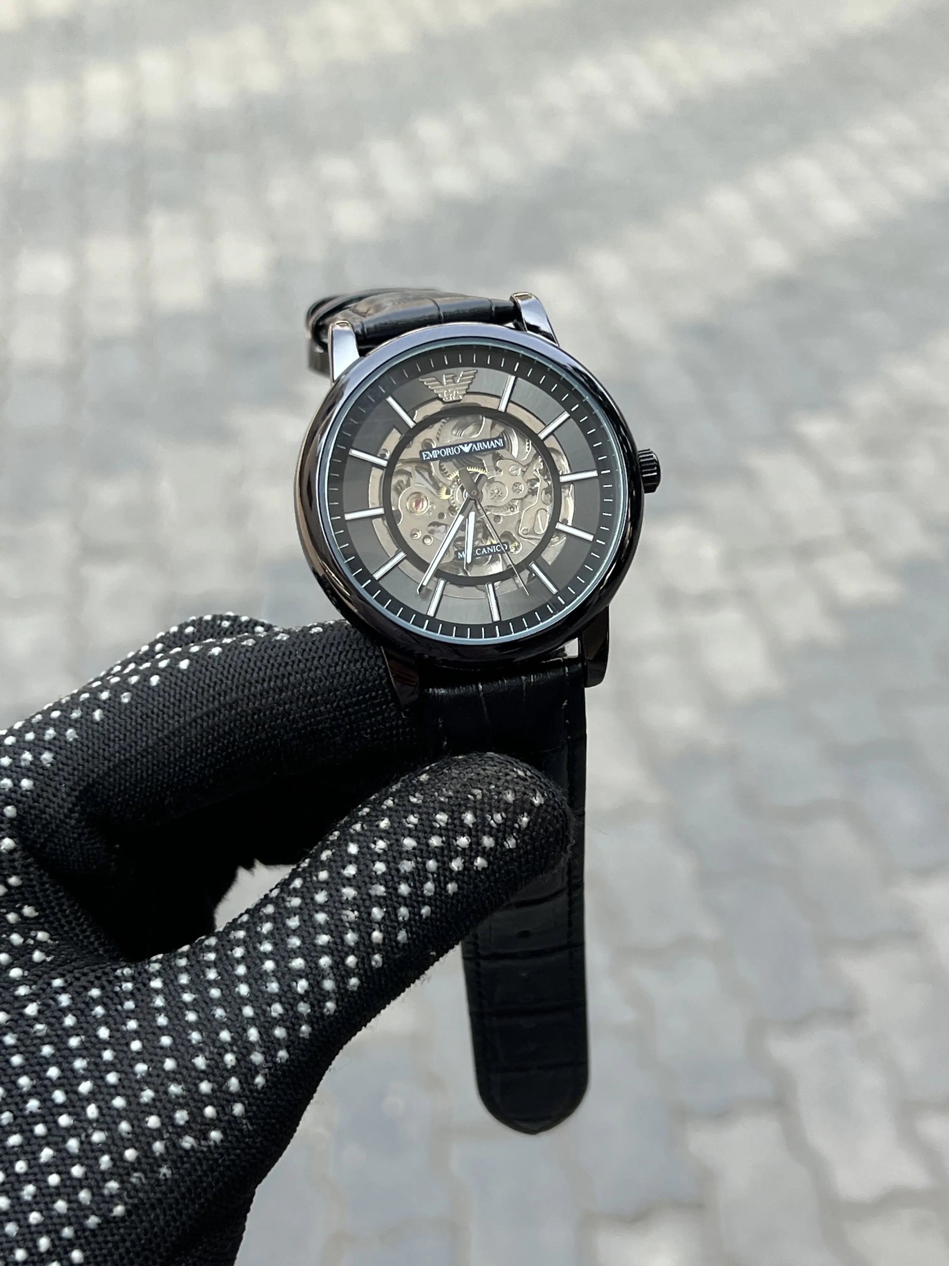Armani Leather Automatic Black