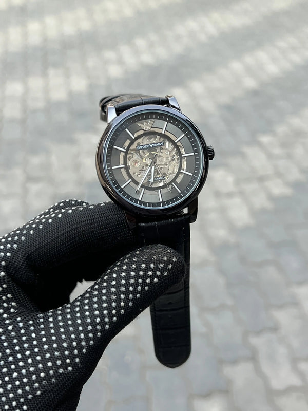 Armani Leather Automatic Black