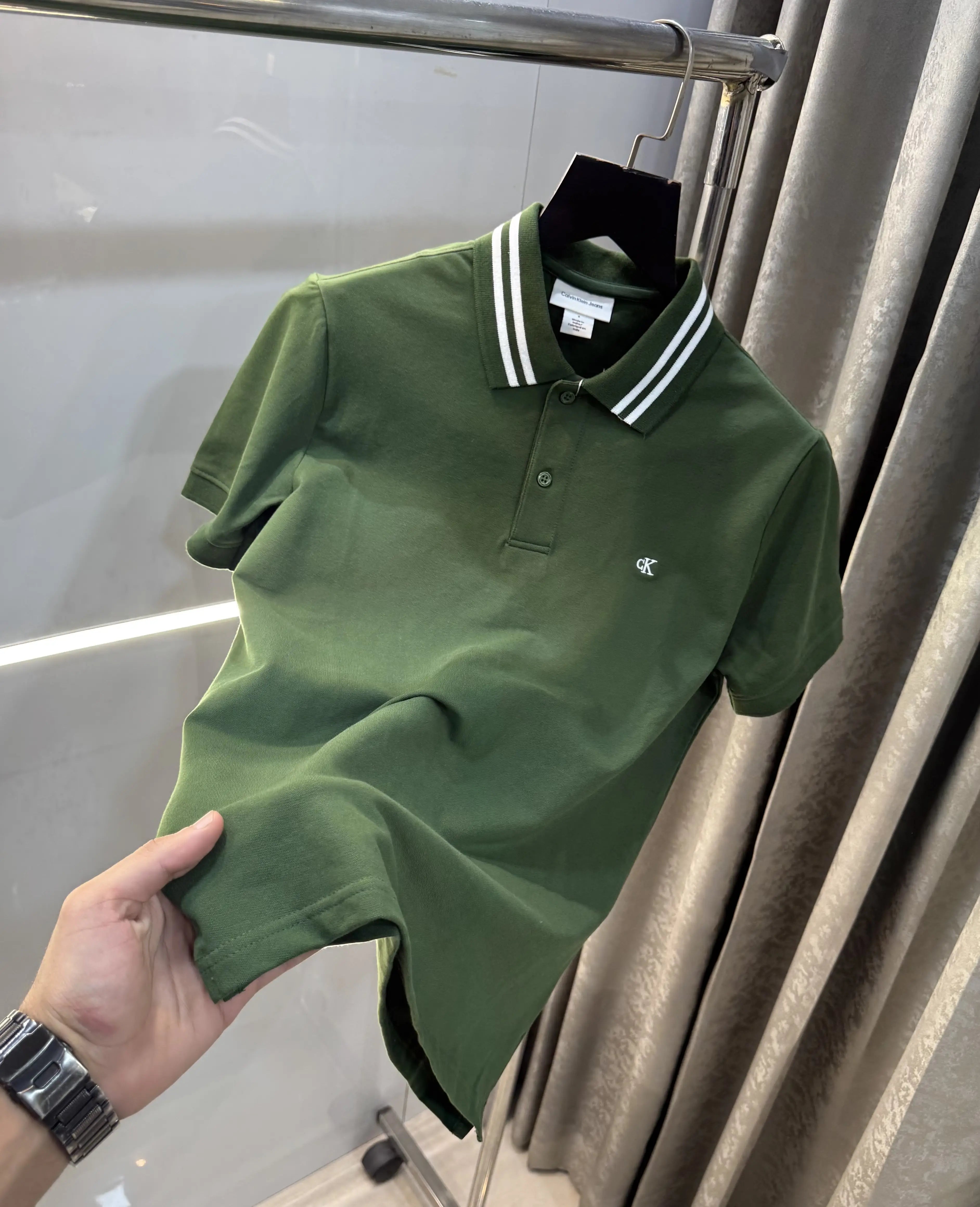 Calvin  Klein Olive Embroidery Logo Premium Polo T-Shirt Main image
