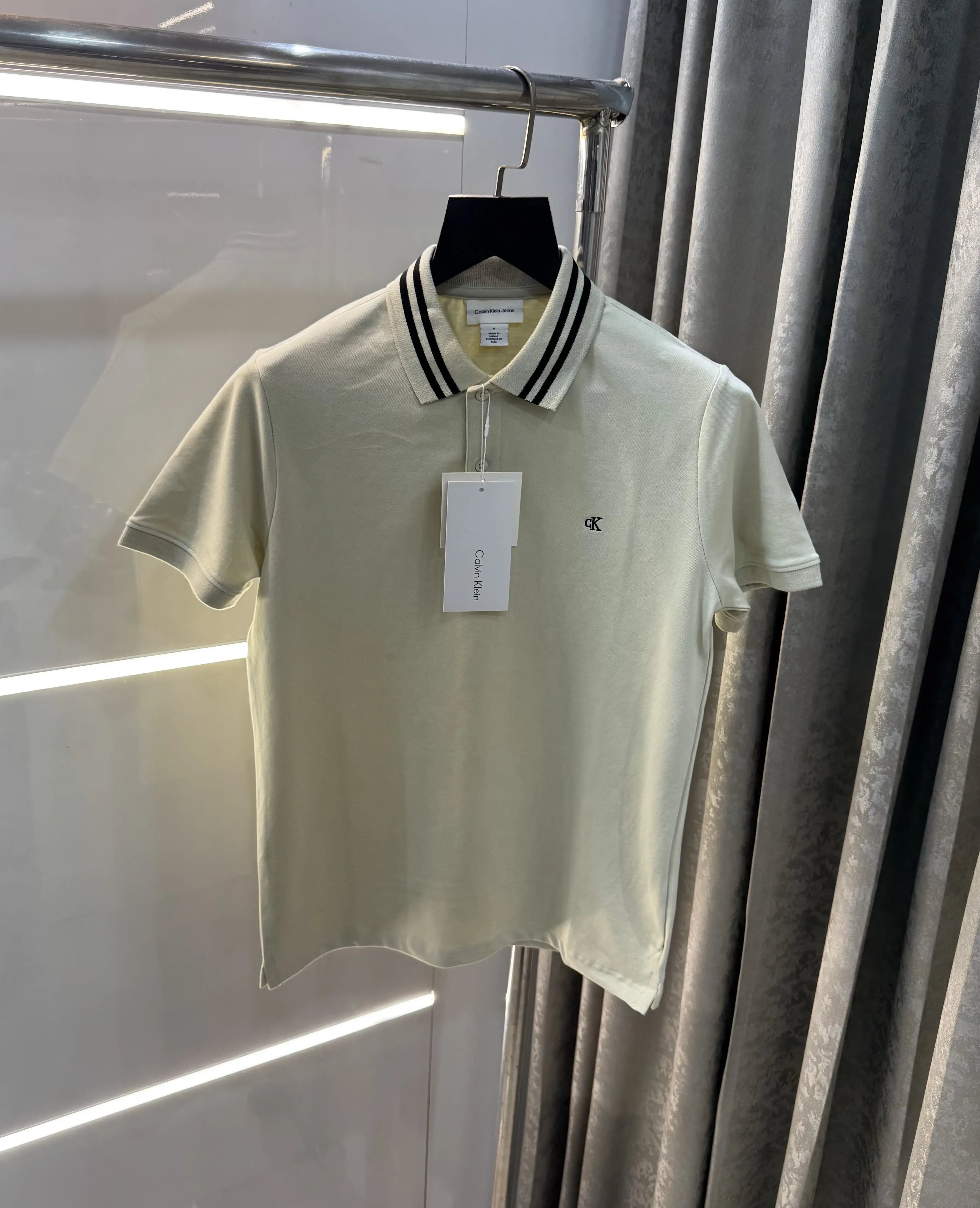 Calvin  Klein Cream Embroidery Logo Premium Polo T-Shirt Main image