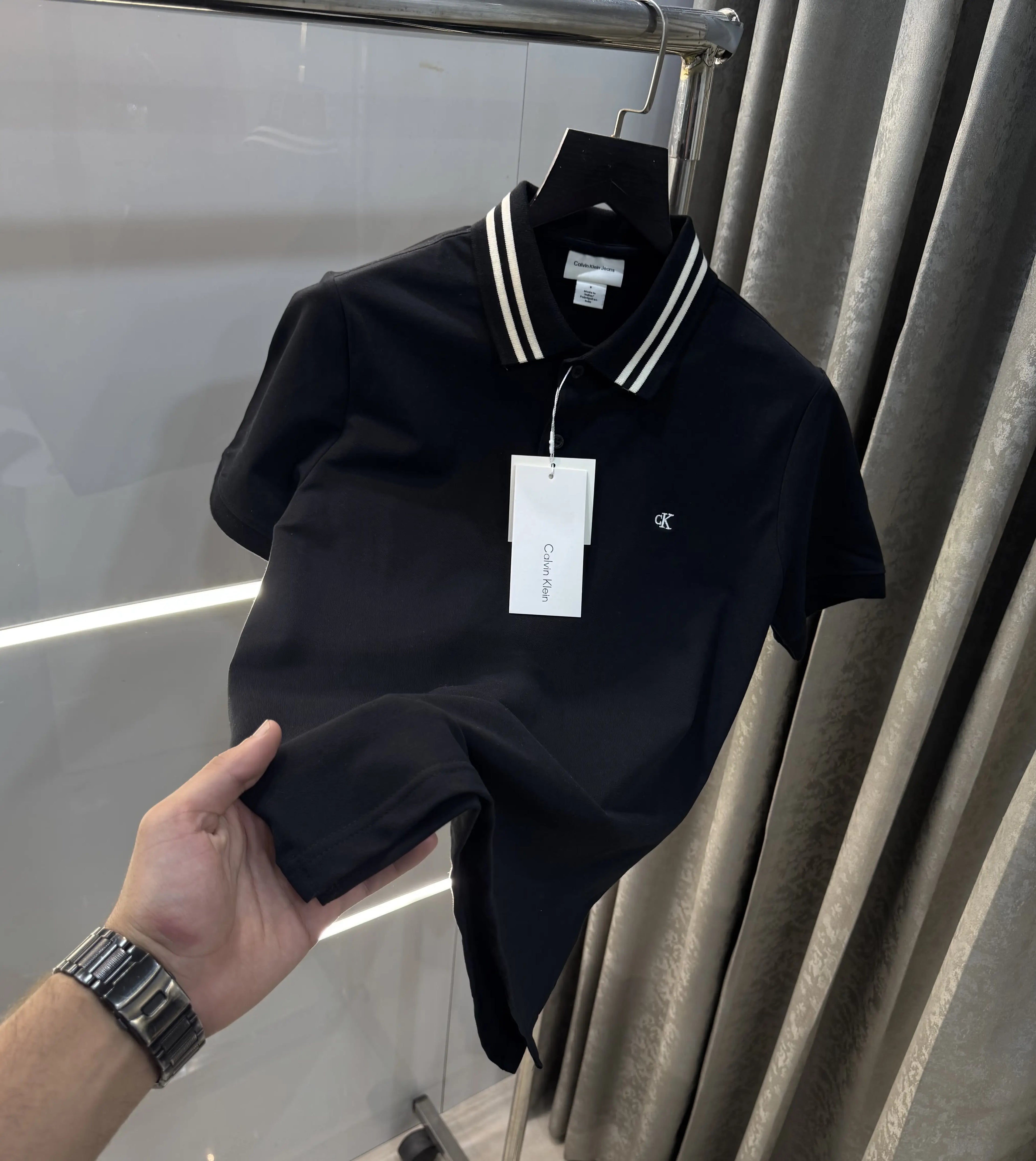 Calvin  Klein Black Embroidery Logo Premium Polo T-Shirt