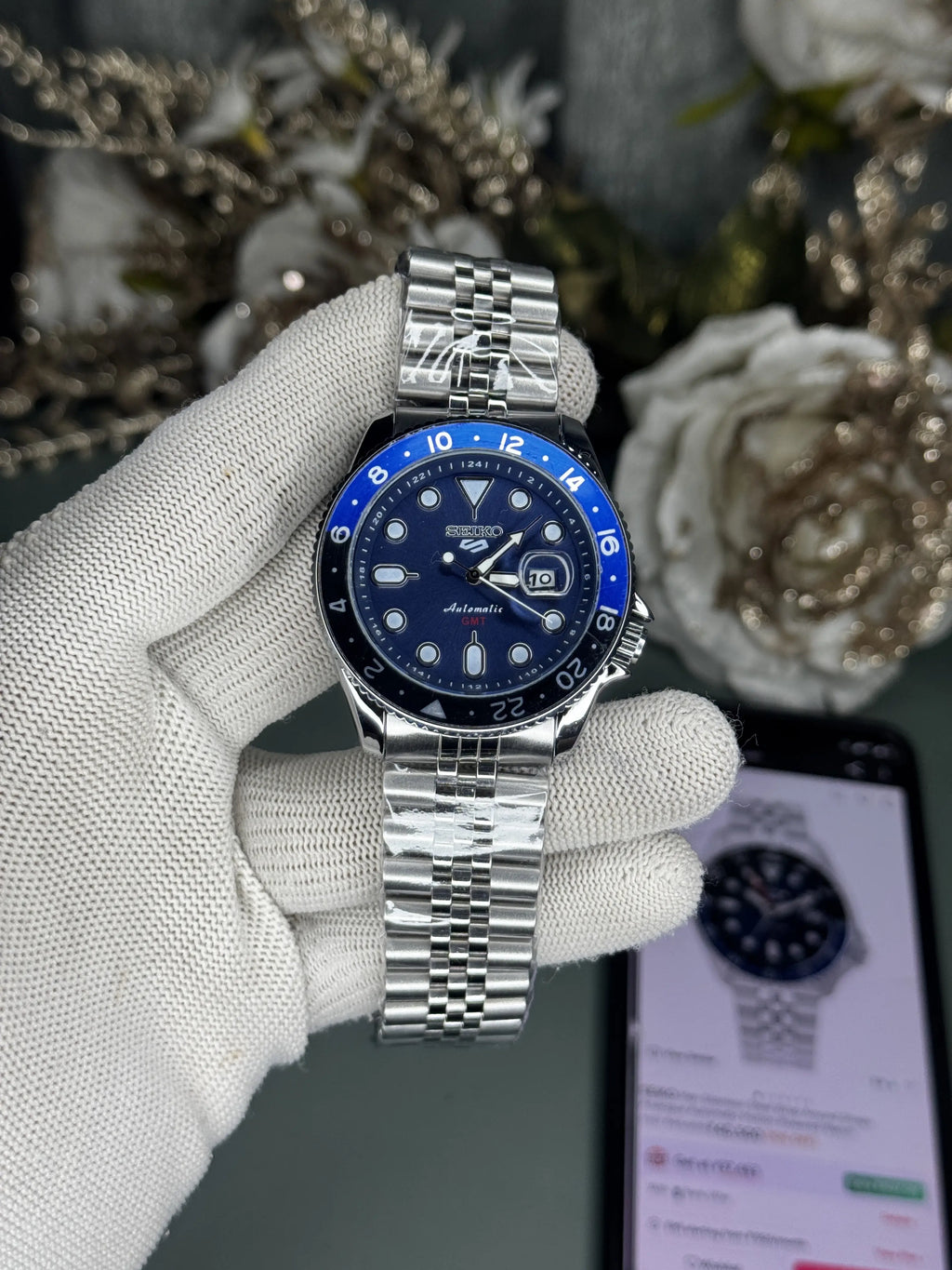 Seik o Sports Gmt Silver Blue Premium Watch