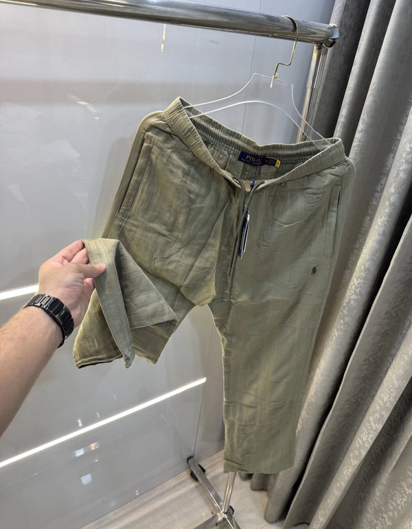 Ralph Lauren Olive Premium Linen Trouser
