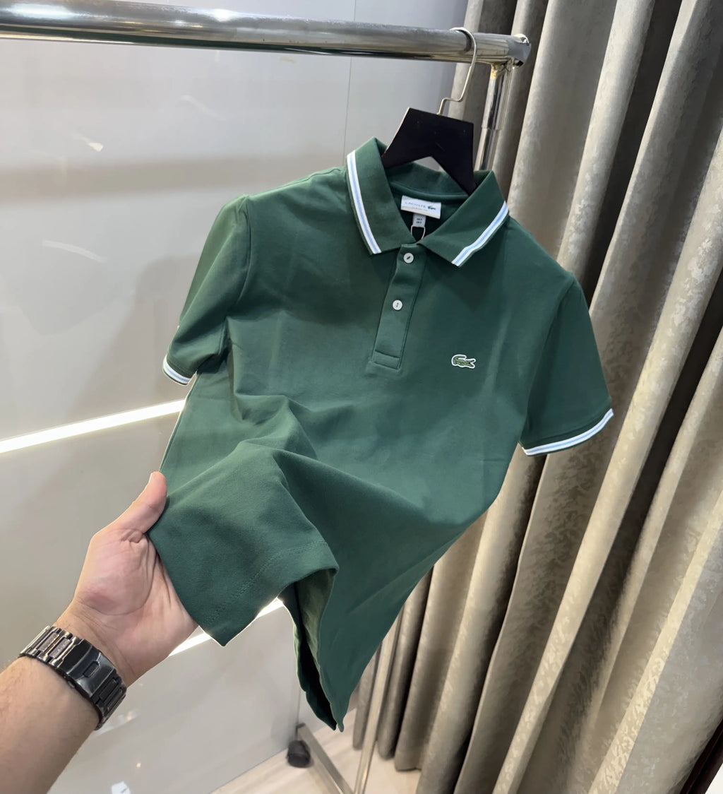 Lacost e Green Embroidery Logo Premium Polo T-Shirt