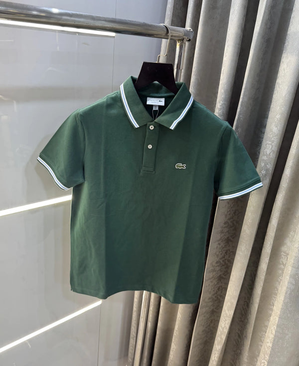Lacost e Green Embroidery Logo Premium Polo T-Shirt