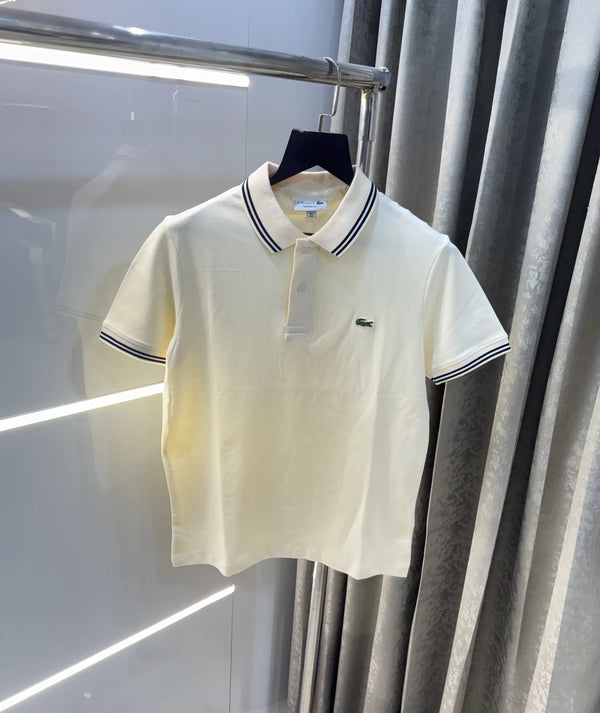 Lacost e Cream Embroidery Logo Premium Polo T-Shirt