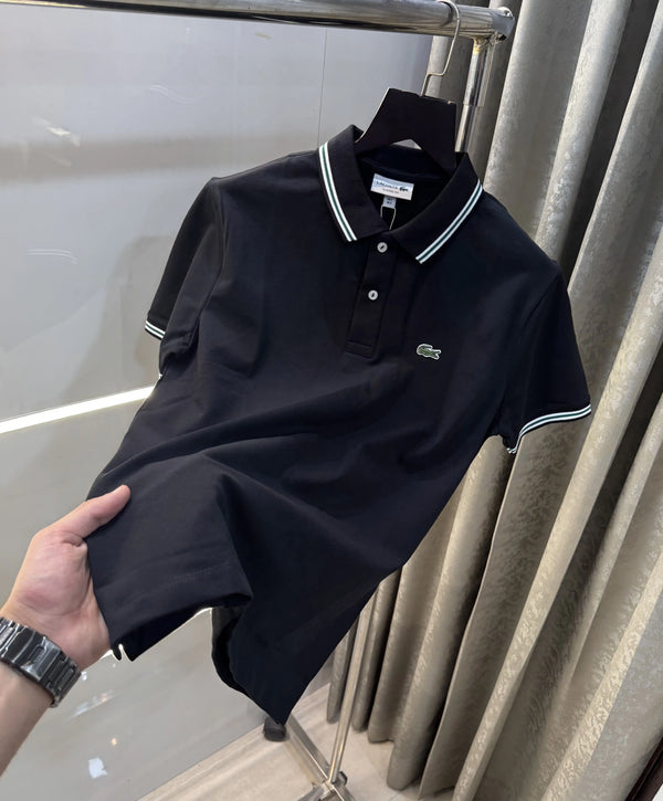 Lacost e Black Embroidery Logo Premium Polo T-Shirt