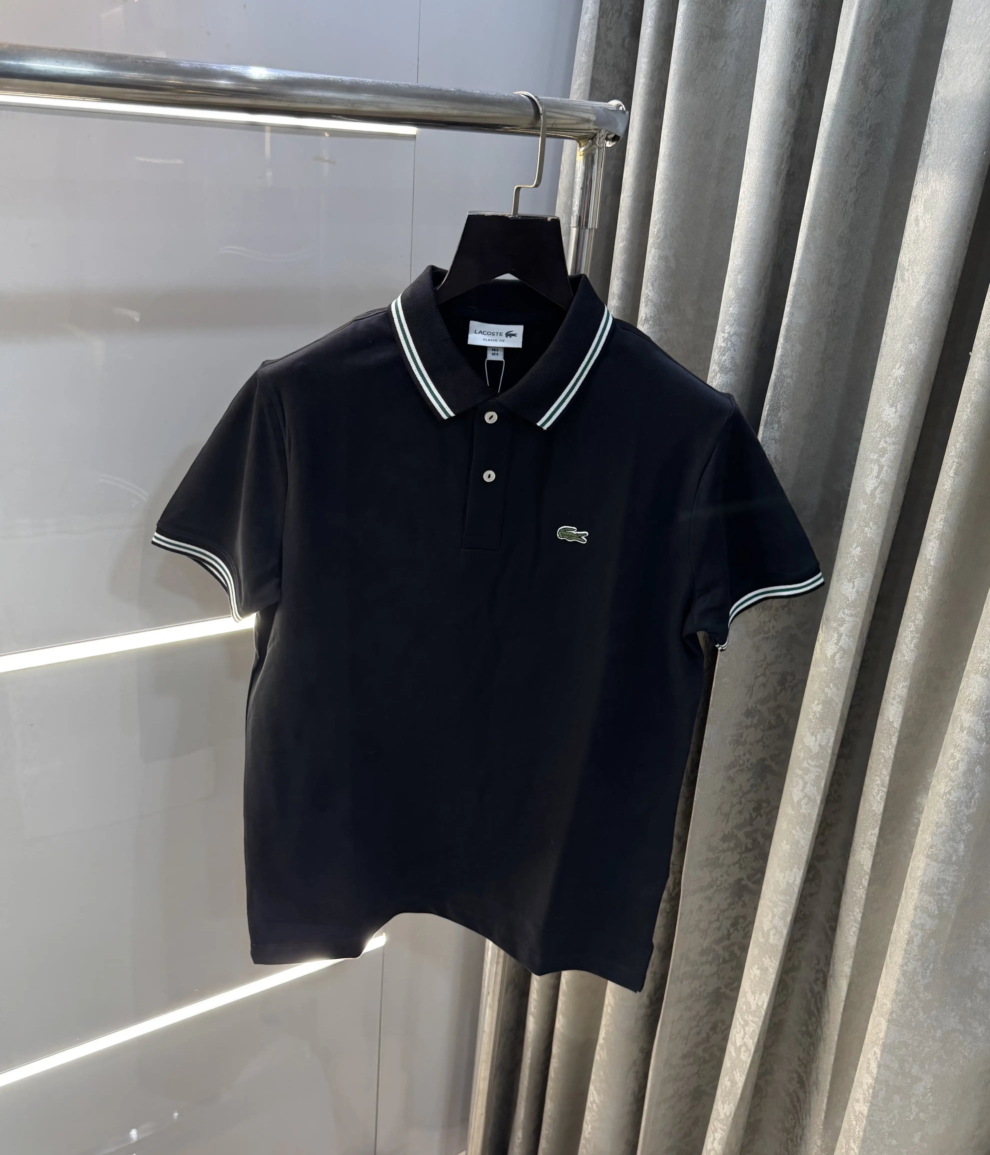 Lacost e Black Embroidery Logo Premium Polo T-Shirt