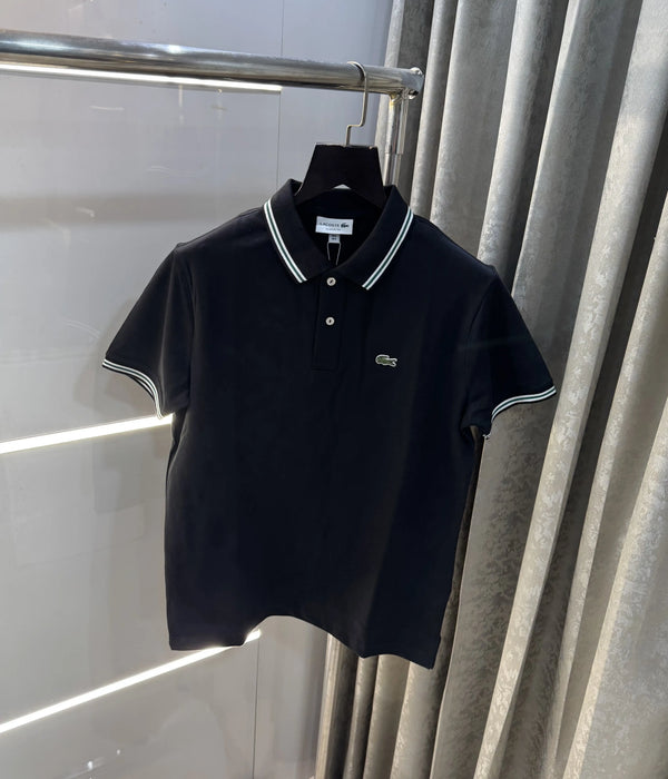 Lacost e Black Embroidery Logo Premium Polo T-Shirt
