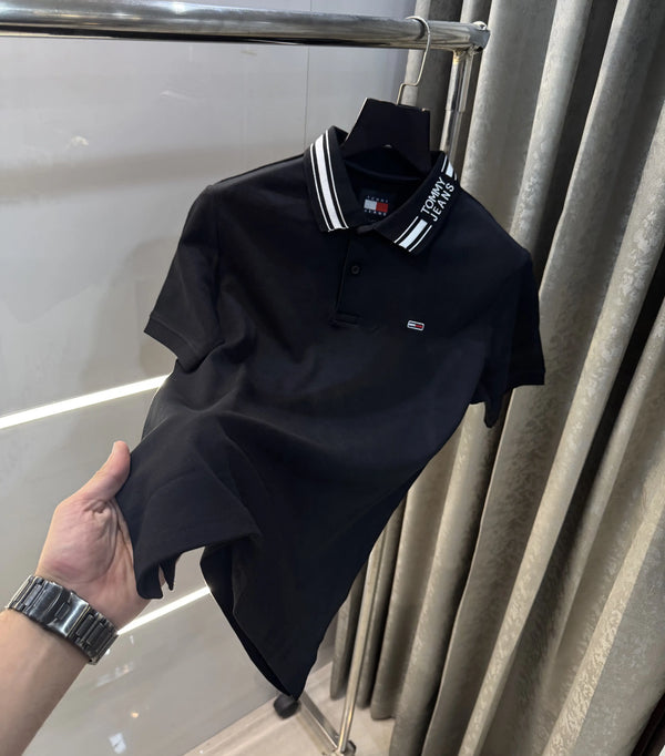 Tomm y Hilfiger Black Logo Work Premium Polo T-Shirt