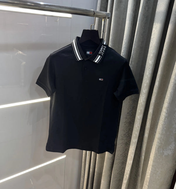 Tomm y Hilfiger Black Logo Work Premium Polo T-Shirt