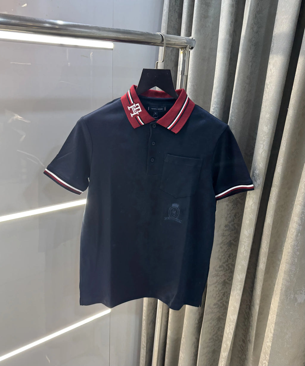 Tomm y Hilfiger Navy Blue Logo Work Premium Polo T-Shirt