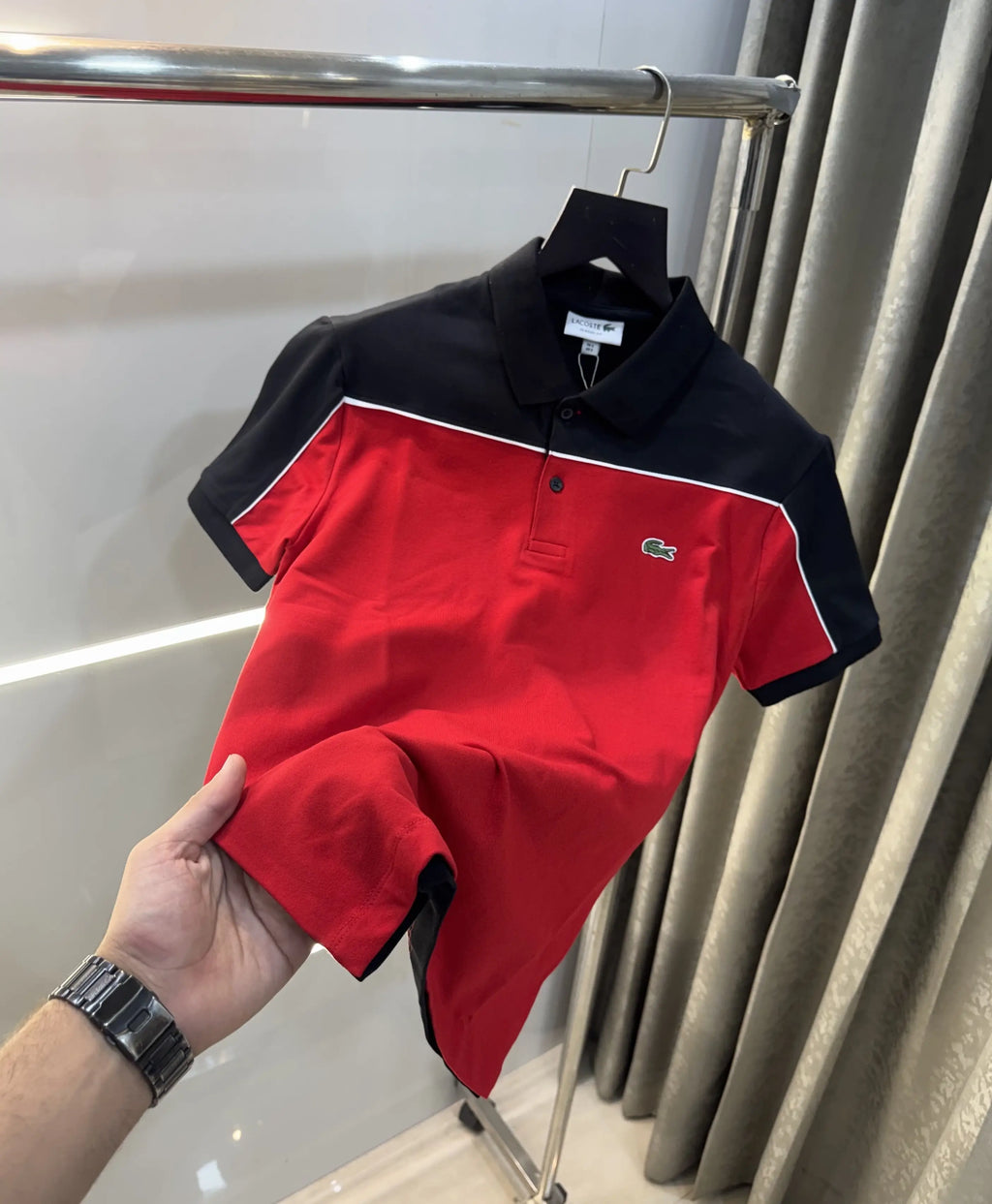Lacost e Red Embroidery Logo Premium Polo T-Shirt