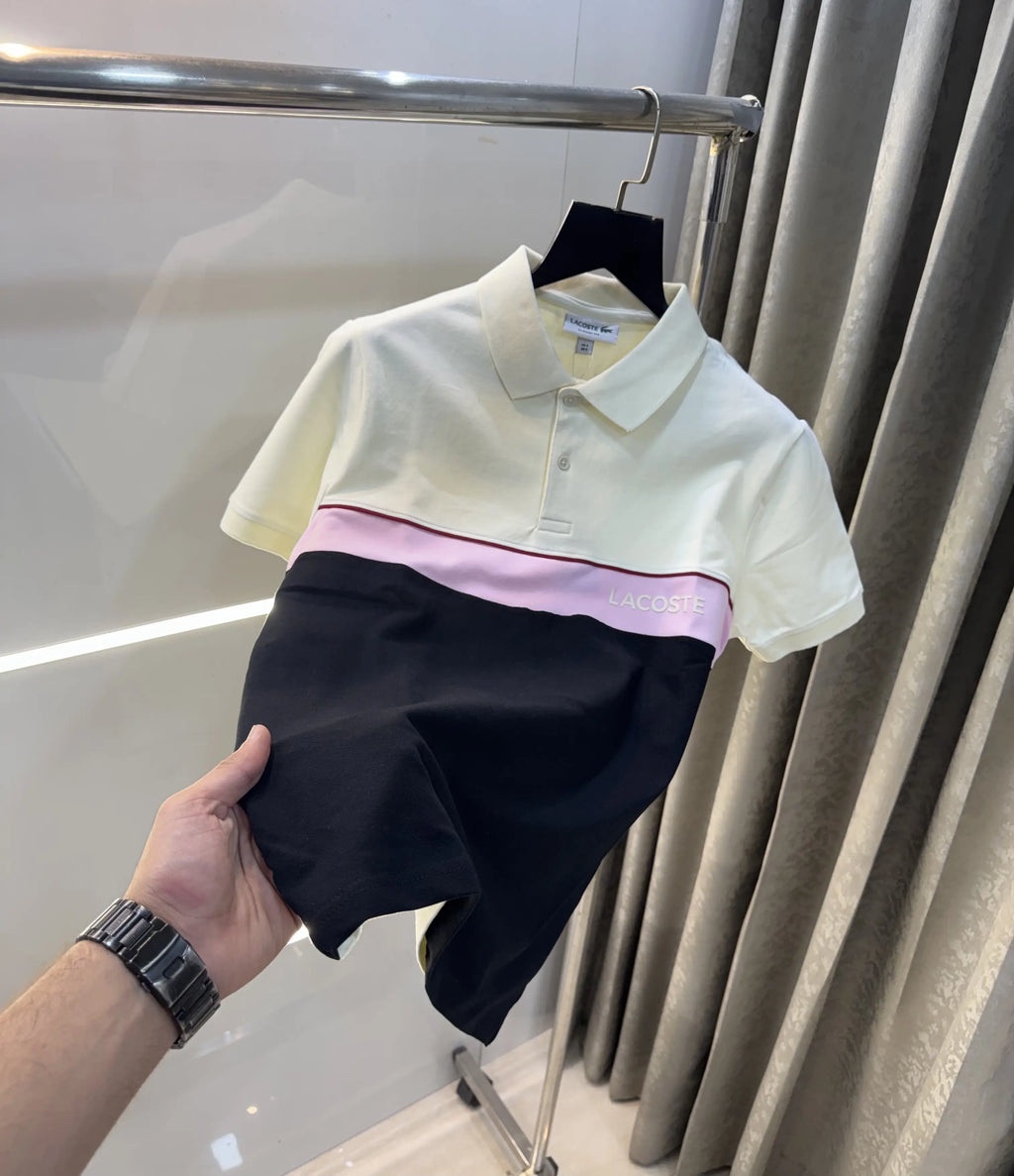 Lacost e Cream Embroidery Logo Premium Polo T-Shirt