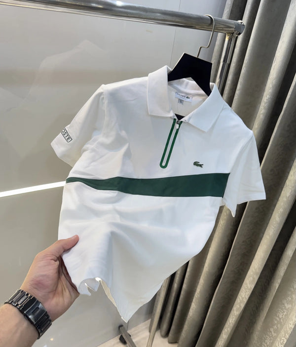 Lacost e White Embroidery Logo Premium Polo T-Shirt
