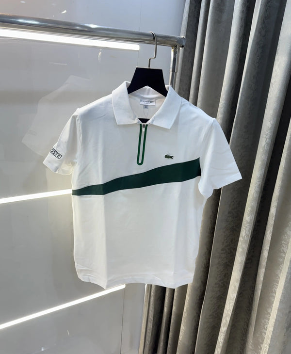 Lacost e White Embroidery Logo Premium Polo T-Shirt