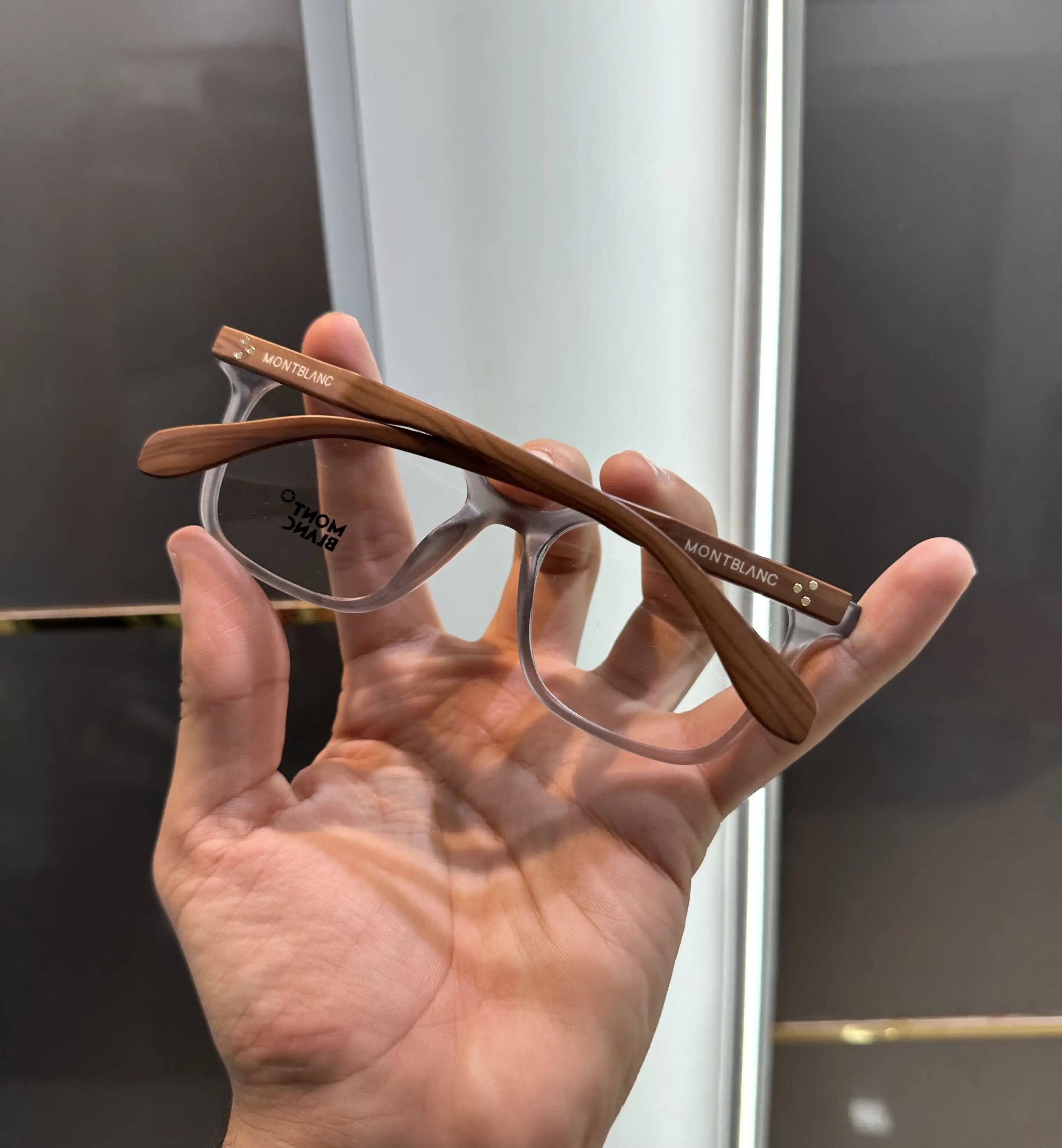Mont Blanc Grey Wooden Premium Glasses 5186