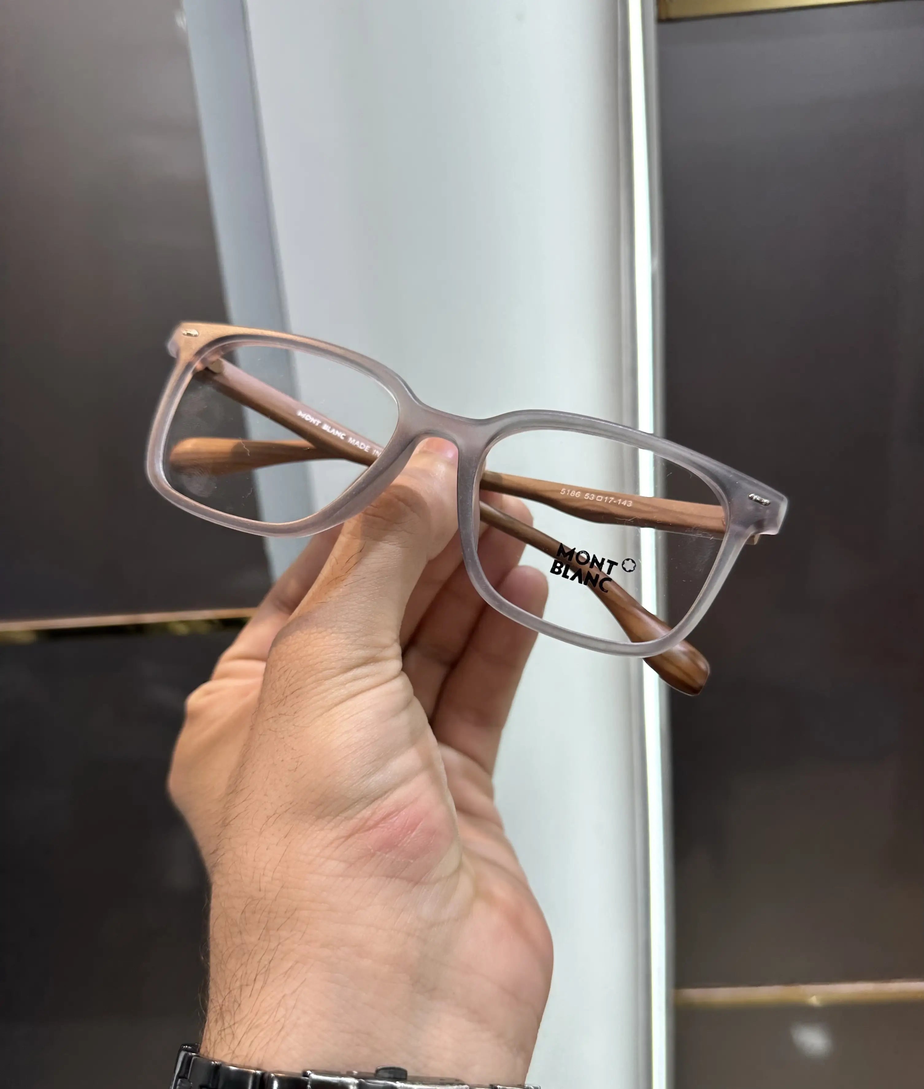 Mont Blanc Grey Wooden Premium Glasses 5186