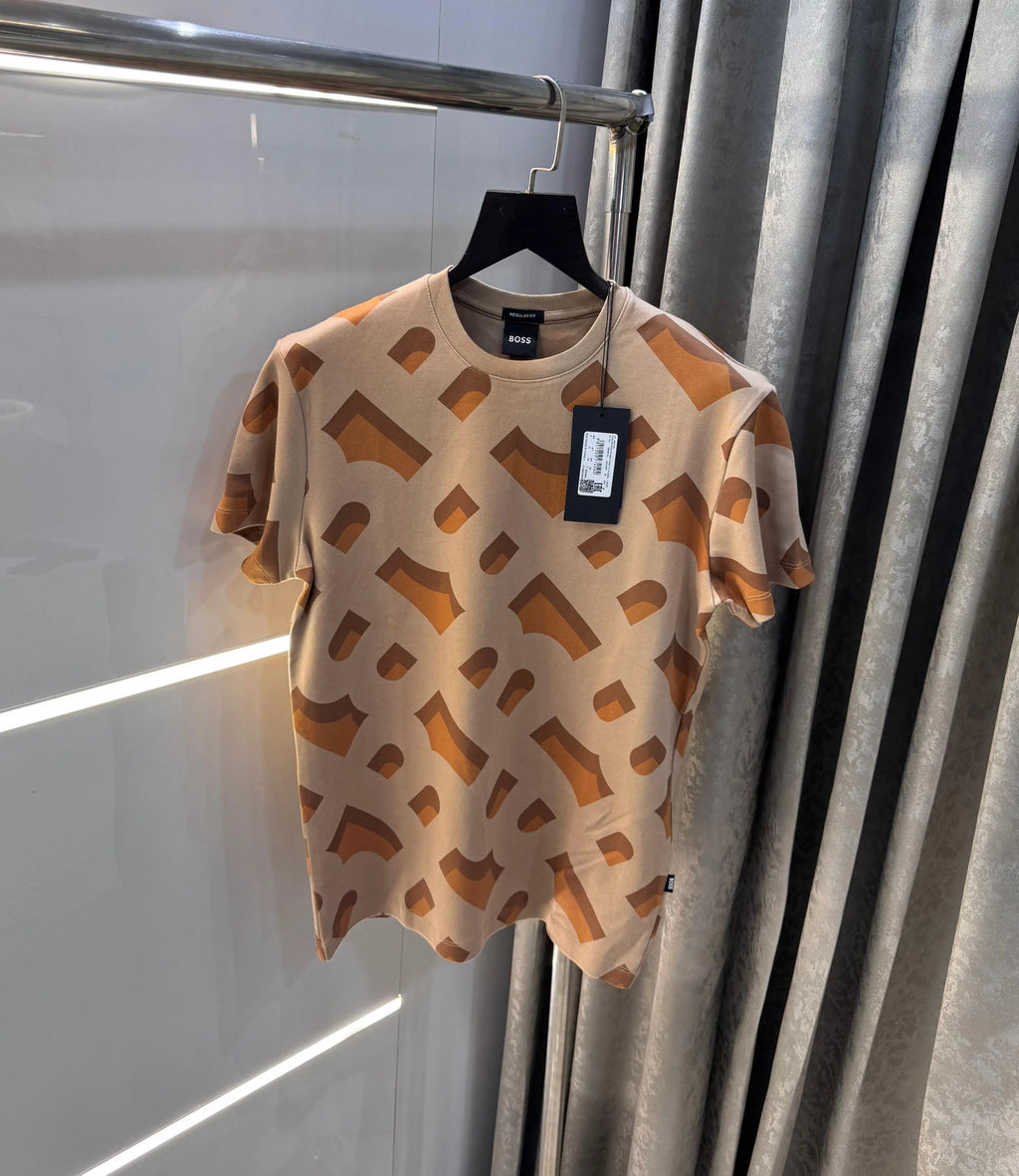Hugo Boss Beige Printed Premium T-Shirt