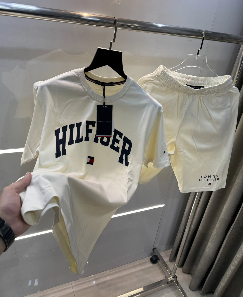 Tommy Hilfiger Cream Logo Work Imported Premium cord set