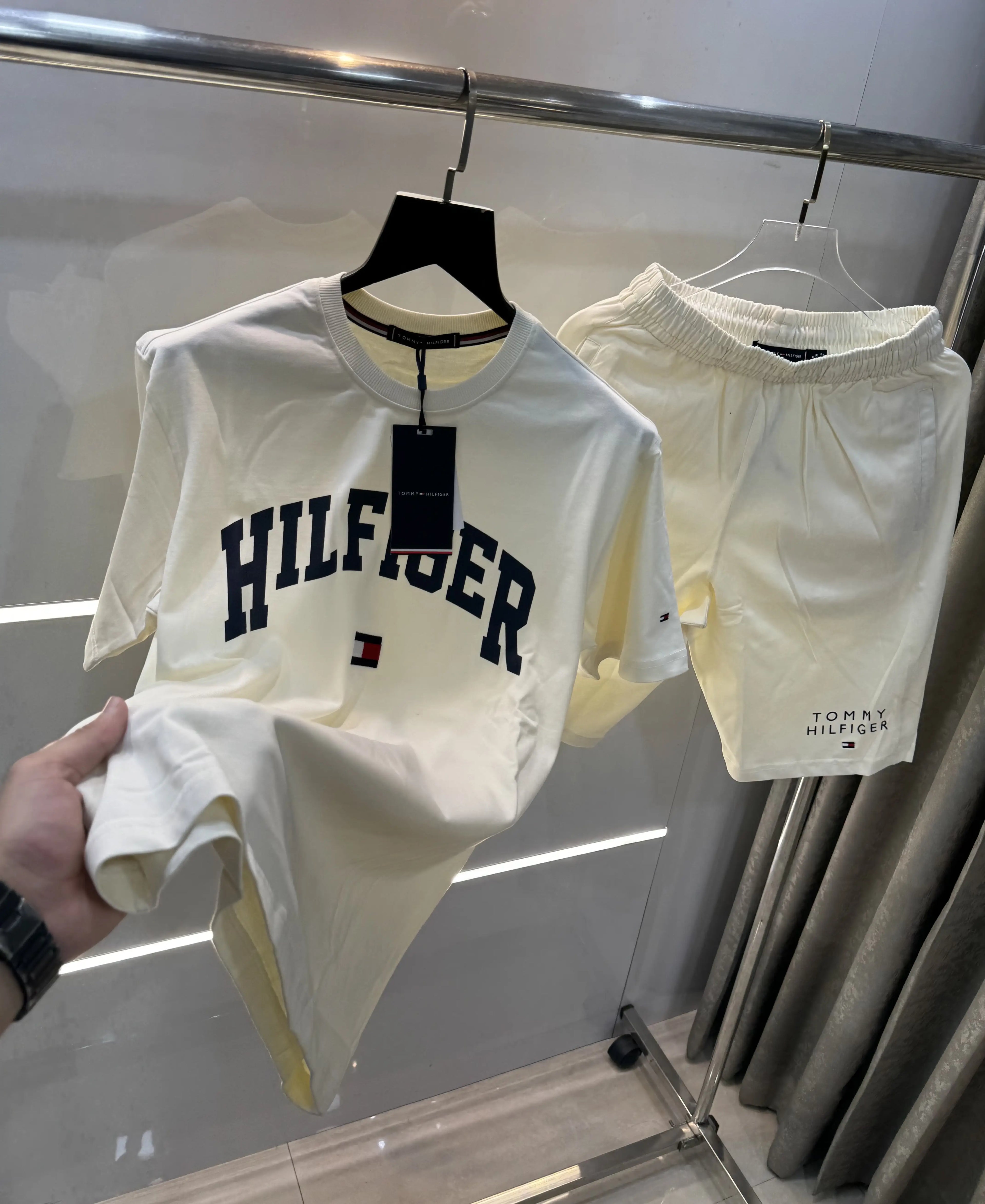 Tommy Hilfiger Cream Logo Work Imported Premium cord set
