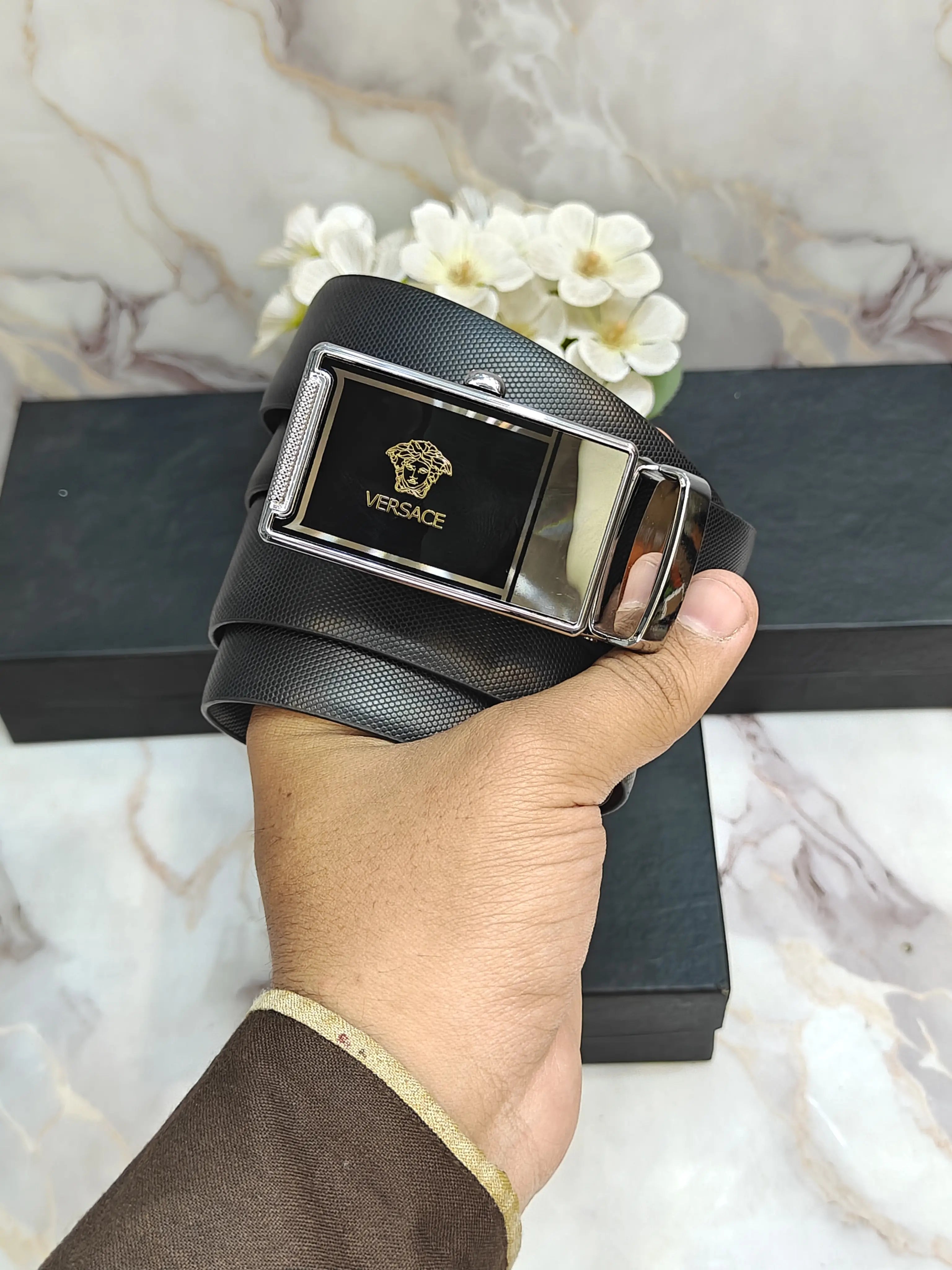VERSACE IMP PREMIUM QUALITY AUTOLOCK REVERSIBLE BELT WITH OG BOX