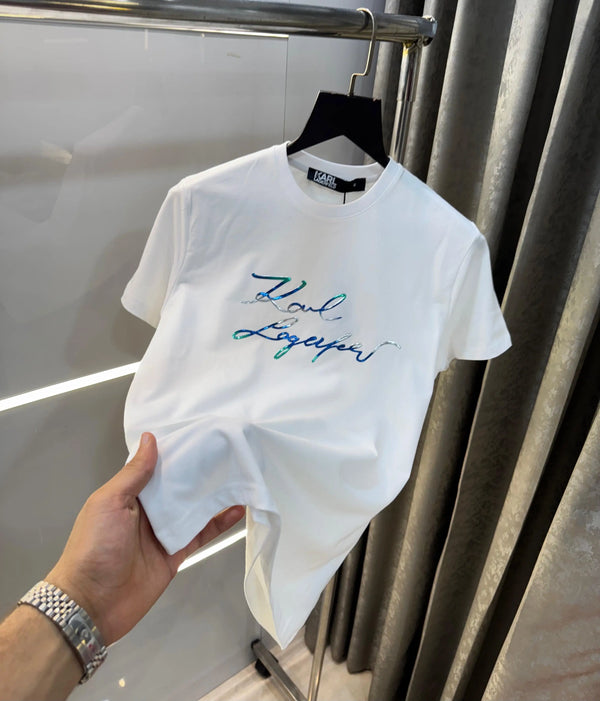 Karl Lagerfeld White Logo Print Imported T-Shirt