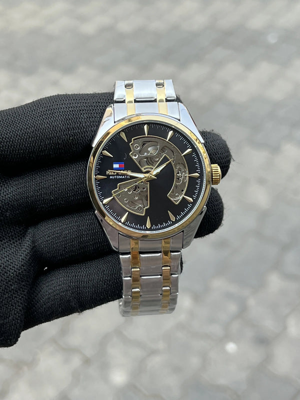 Tomm_y Hilfiger Chain Automatic Two Tone Black