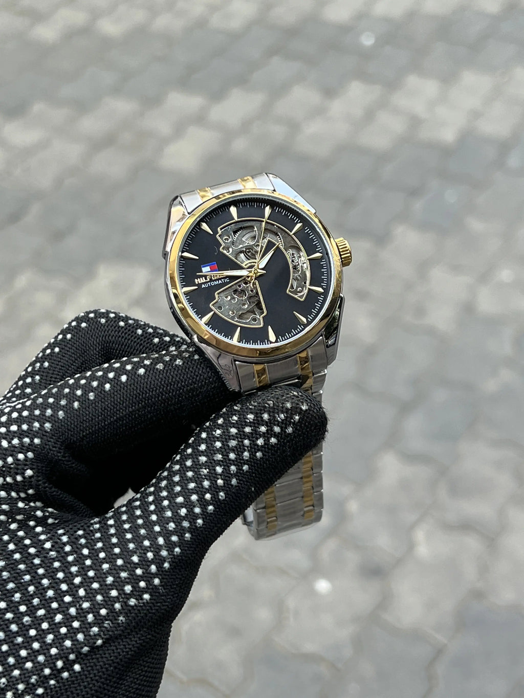Tomm_y Hilfiger Chain Automatic Two Tone Black