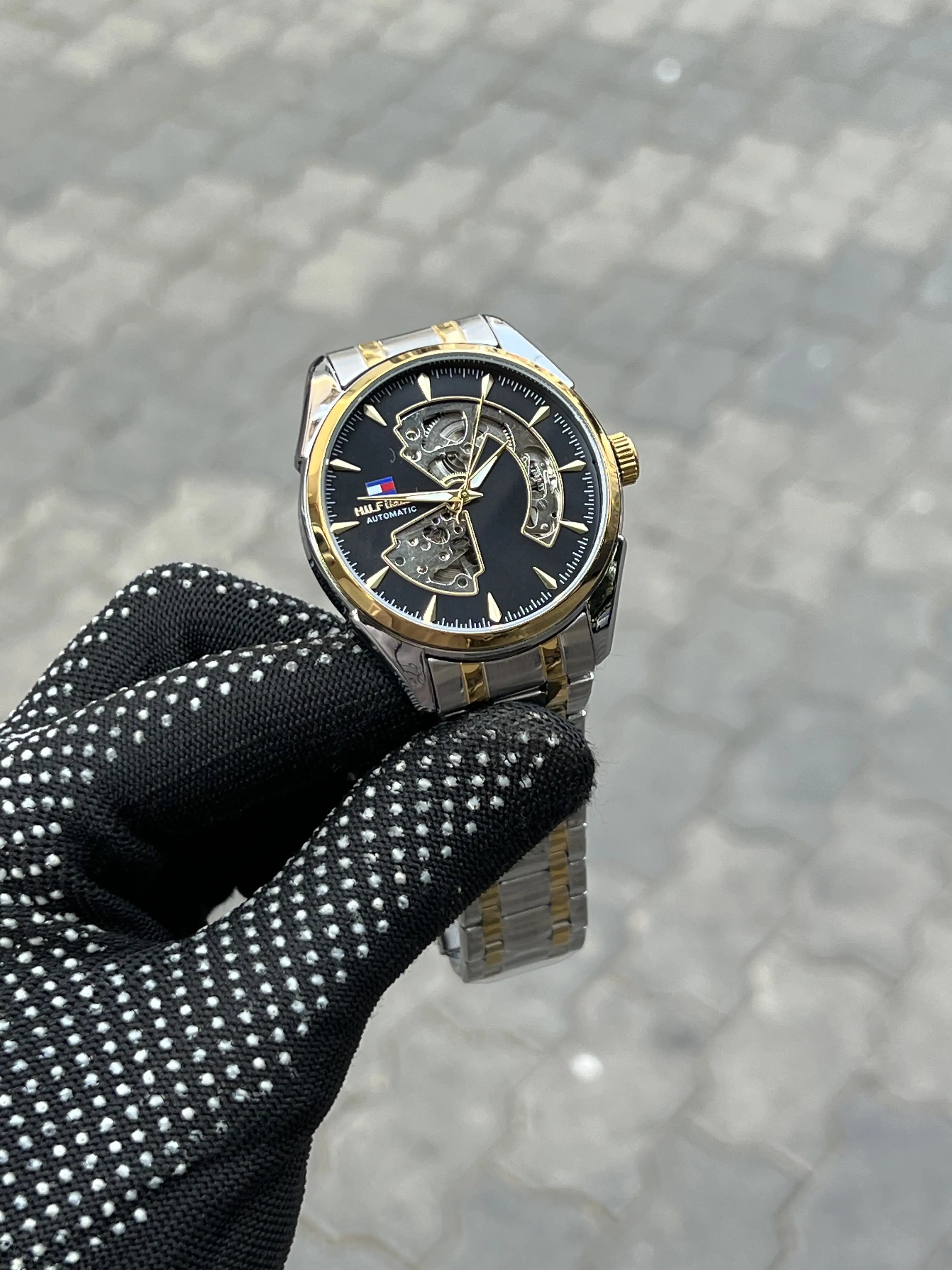 Tomm_y Hilfiger Chain Automatic Two Tone Black