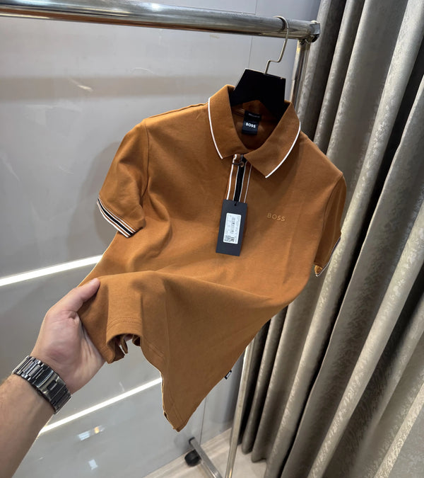 Hugo Boss Brown Logo Work Premium Polo T-Shirt