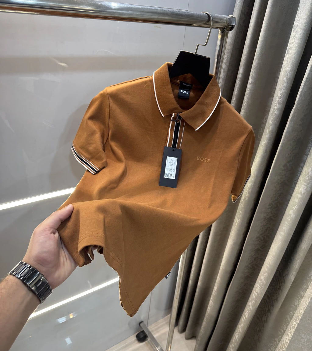 Hugo Boss Brown Logo Work Premium Polo T-Shirt