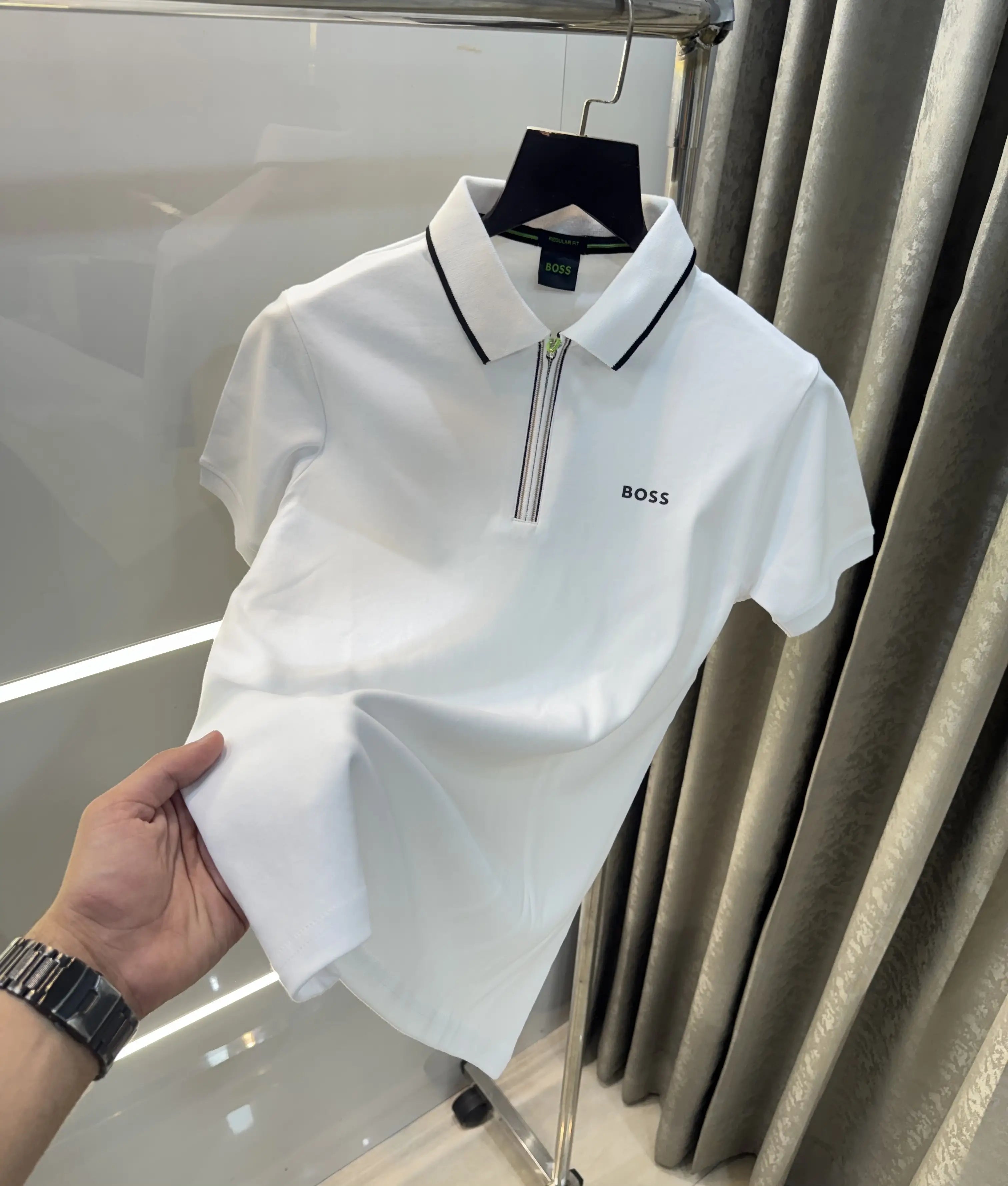Hugo Boss White Logo Work Premium Polo T-Shirt