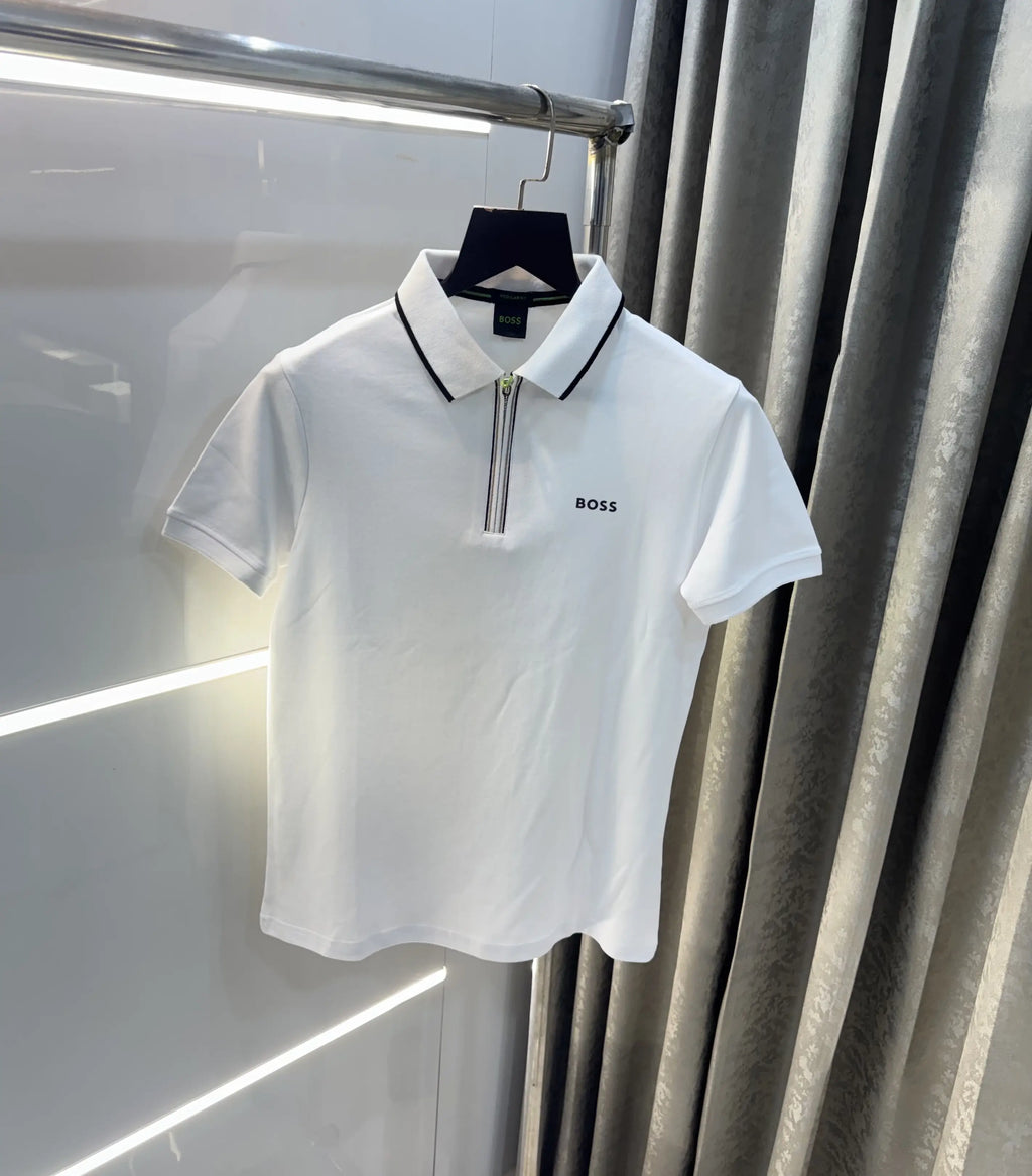 Hugo Boss White Logo Work Premium Polo T-Shirt