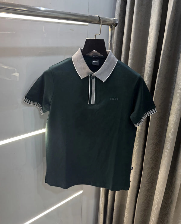 Hugo Boss Bottle Green Logo Work Premium Polo T-Shirt